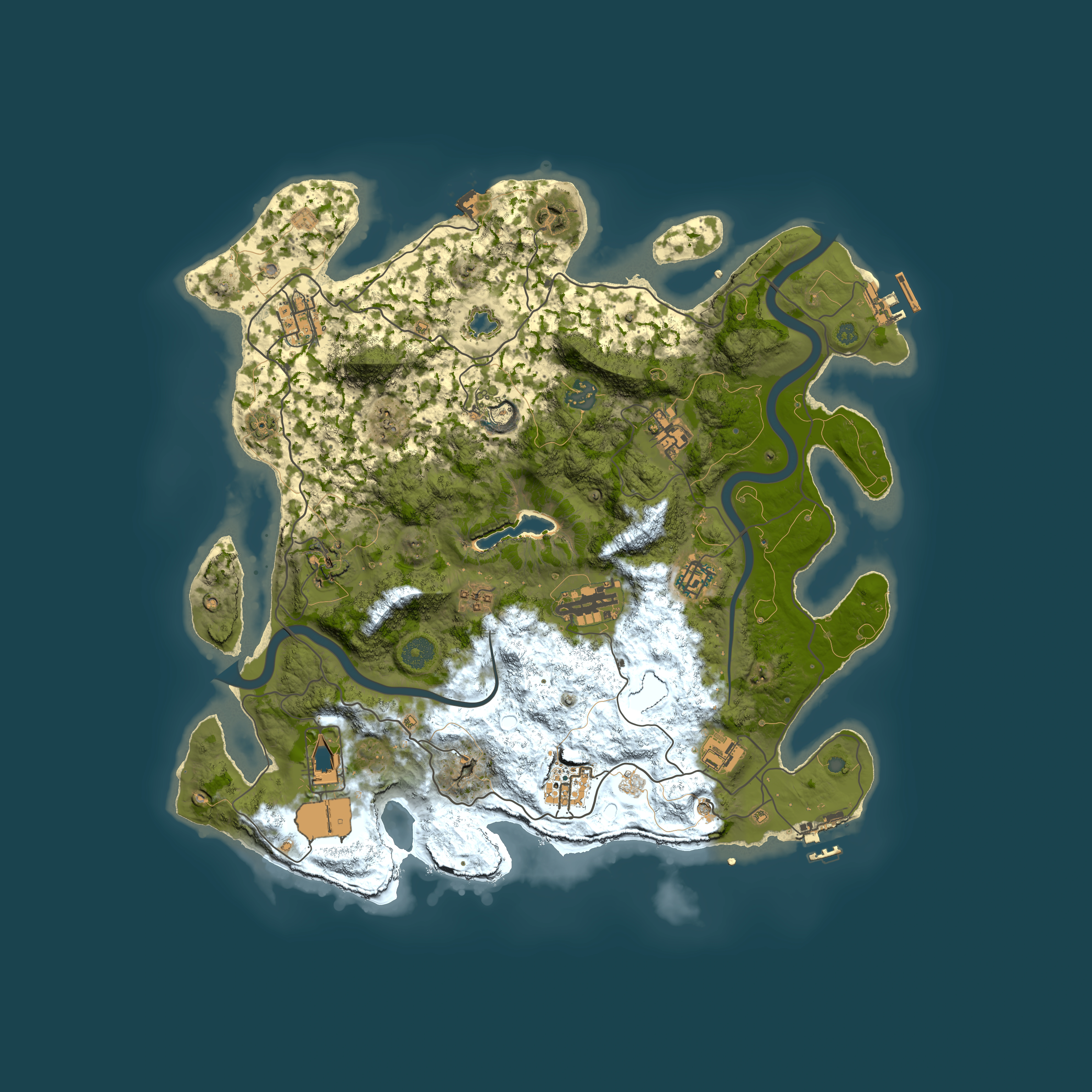Full top-down render of Rust map seed 1048499029, 4000x4000m