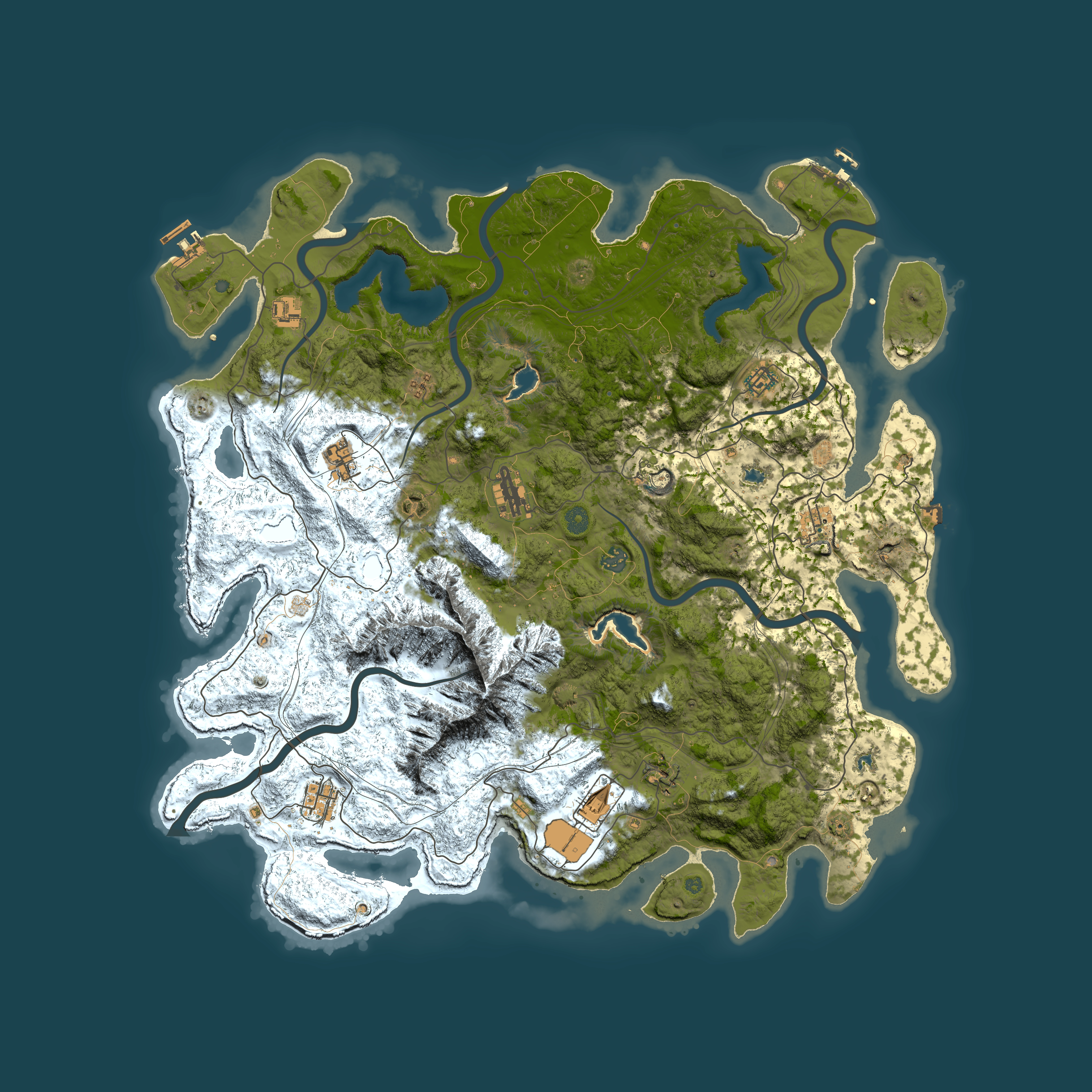 Full top-down render of Rust map seed 1820507956, 5000x5000m