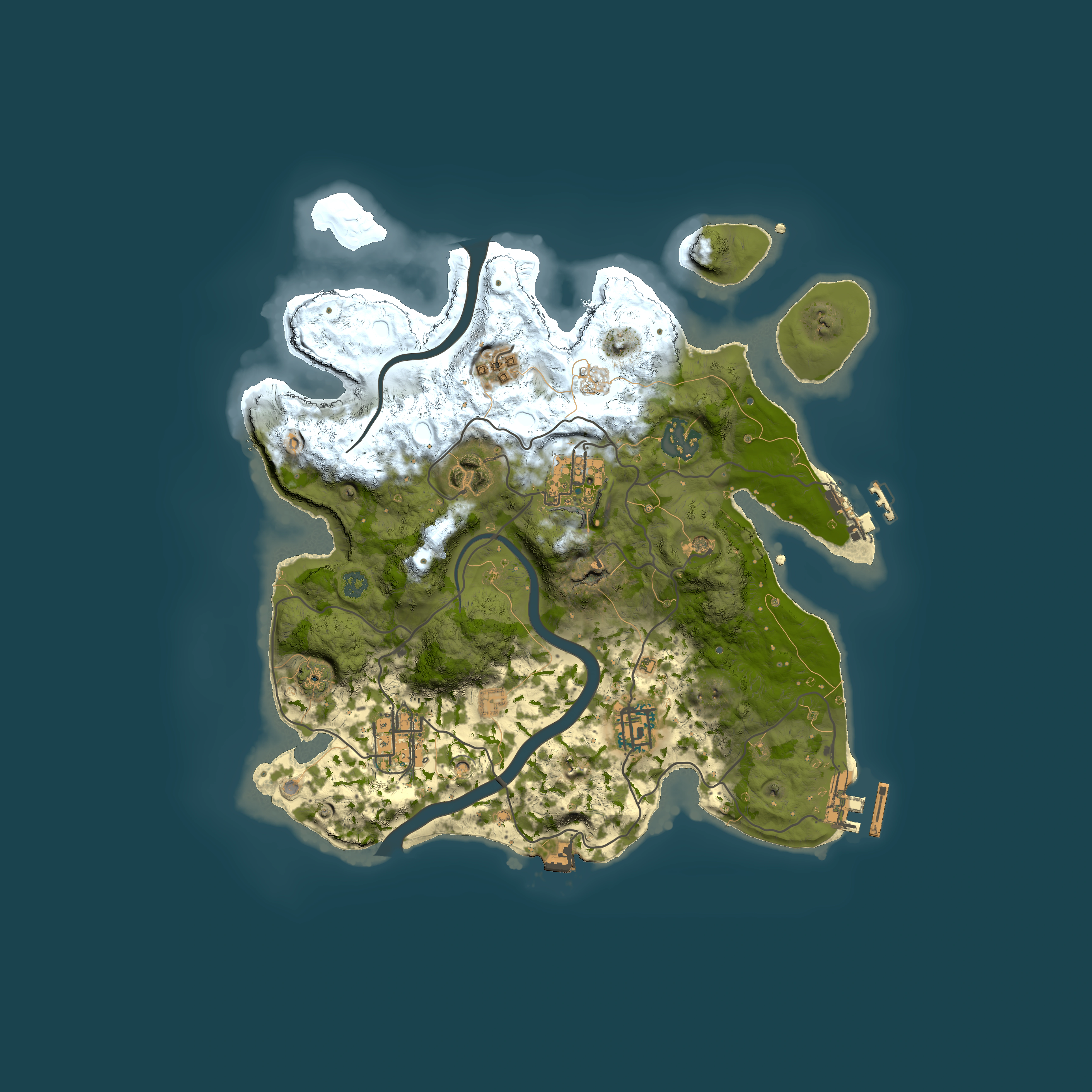 Full top-down render of Rust map seed 16887265, 3000x3000m