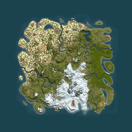 Rust map seed 458840094, 5000x5000m top-down preview
