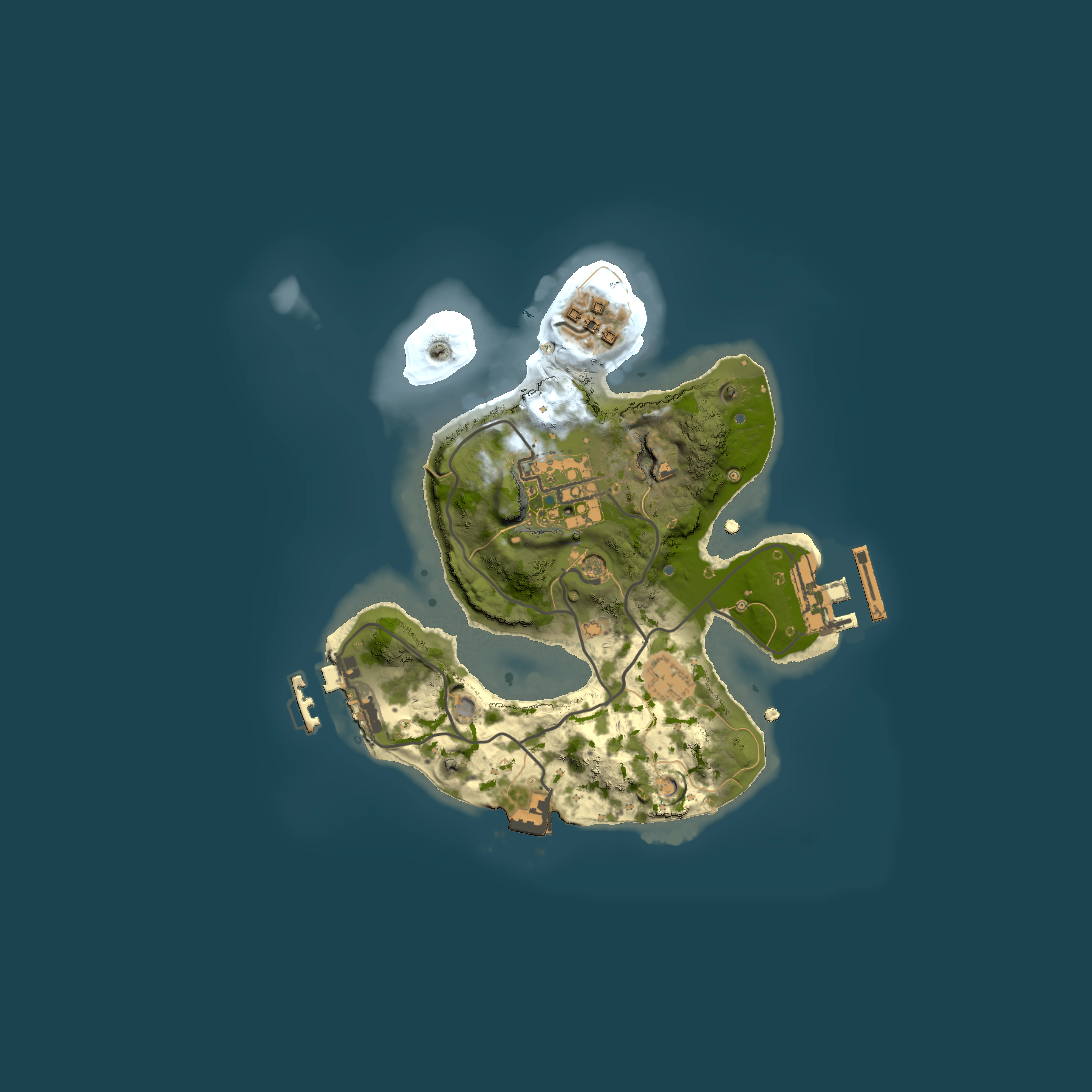 Full top-down render of Rust map seed 1657691246, 2000x2000m