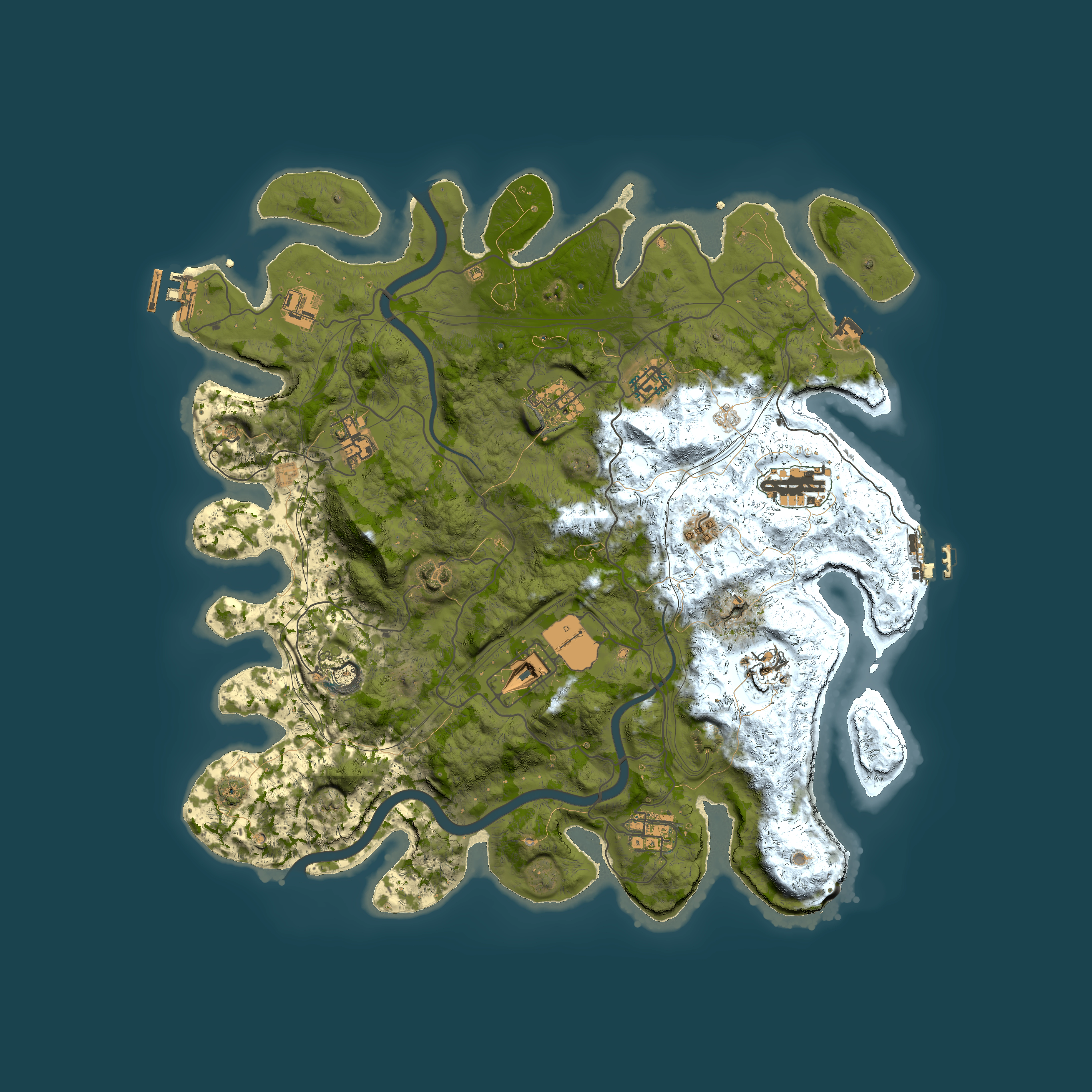 Full top-down render of Rust map seed 1112022, 4000x4000m