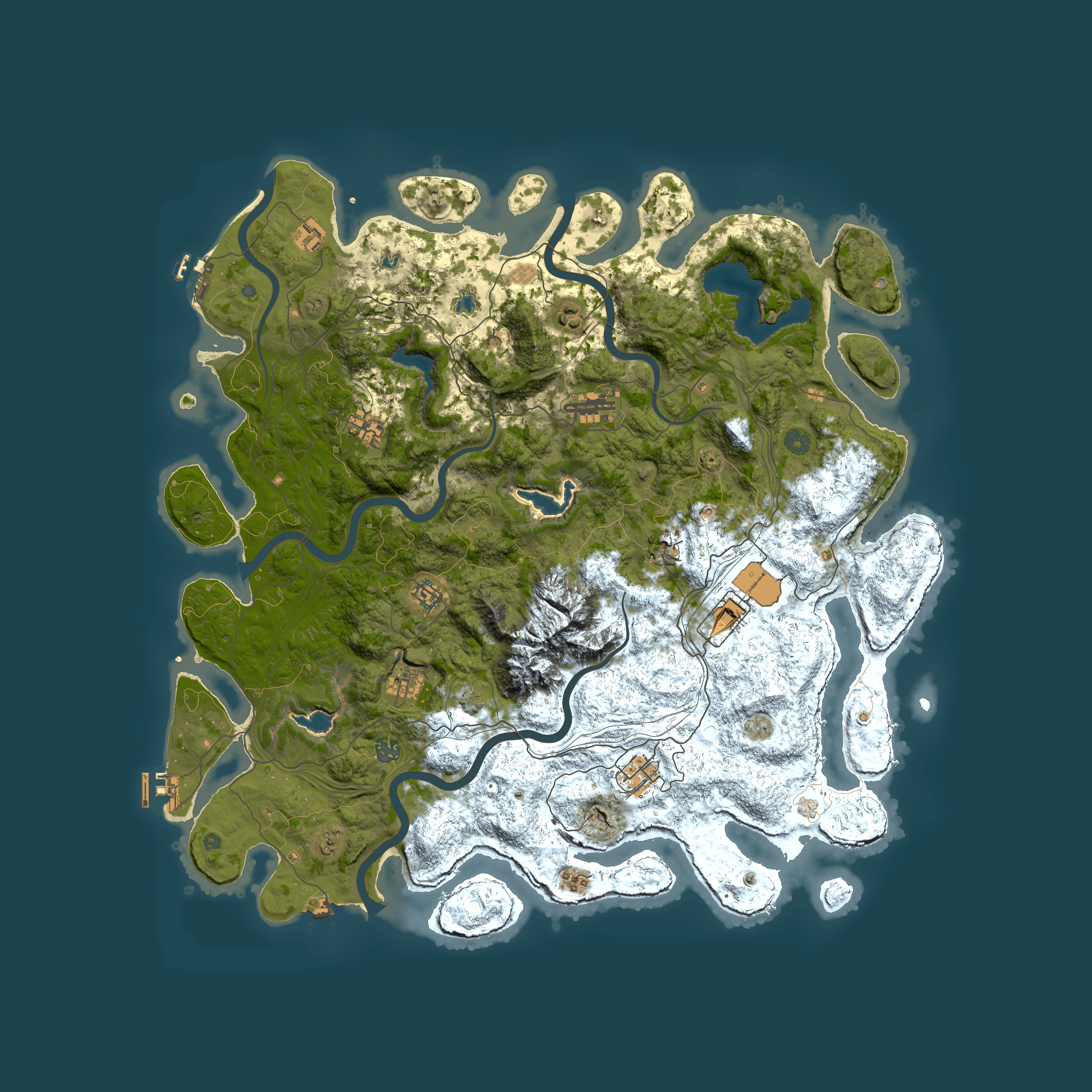Full top-down render of Rust map seed 1660619972, 5000x5000m