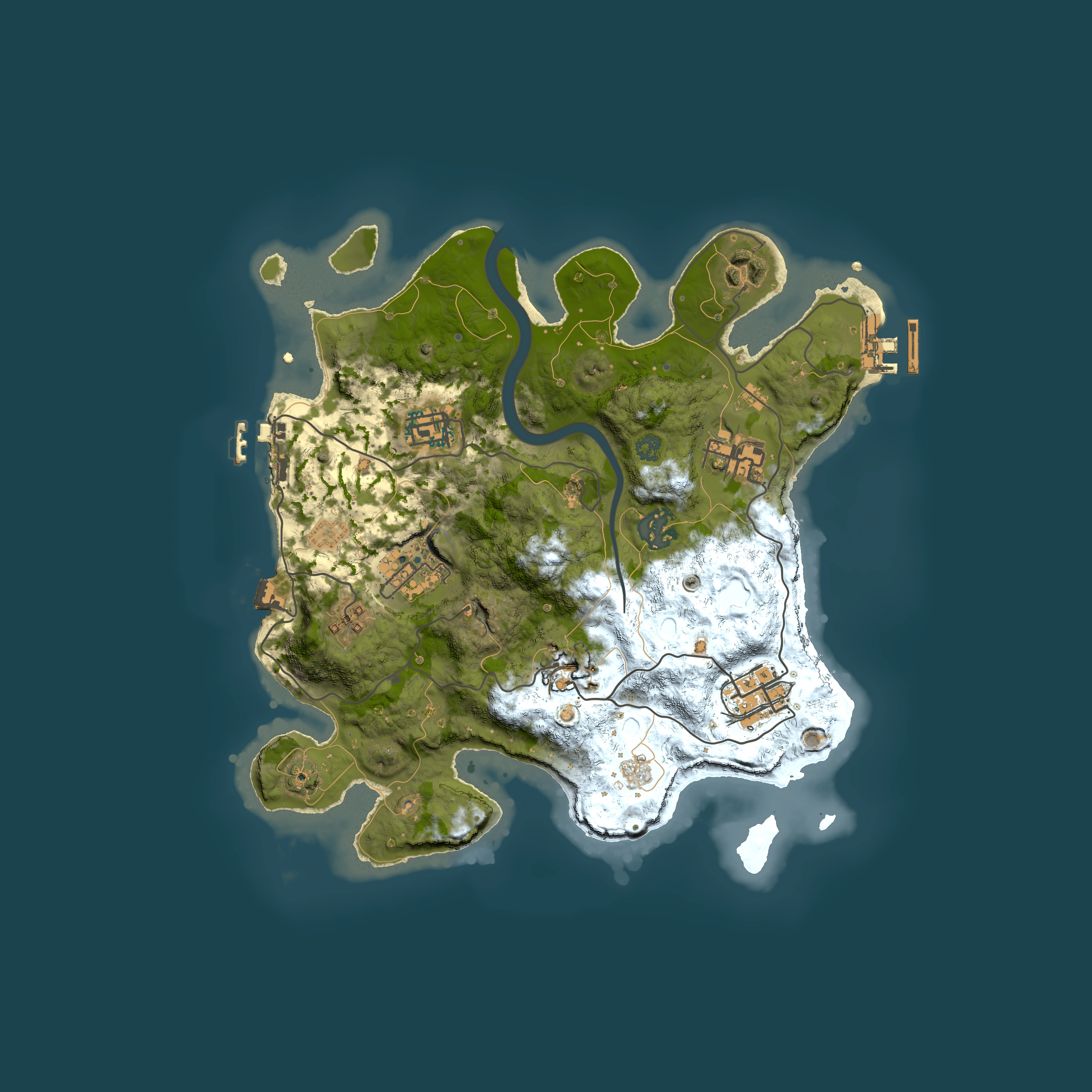Full top-down render of Rust map seed 44119, 3000x3000m