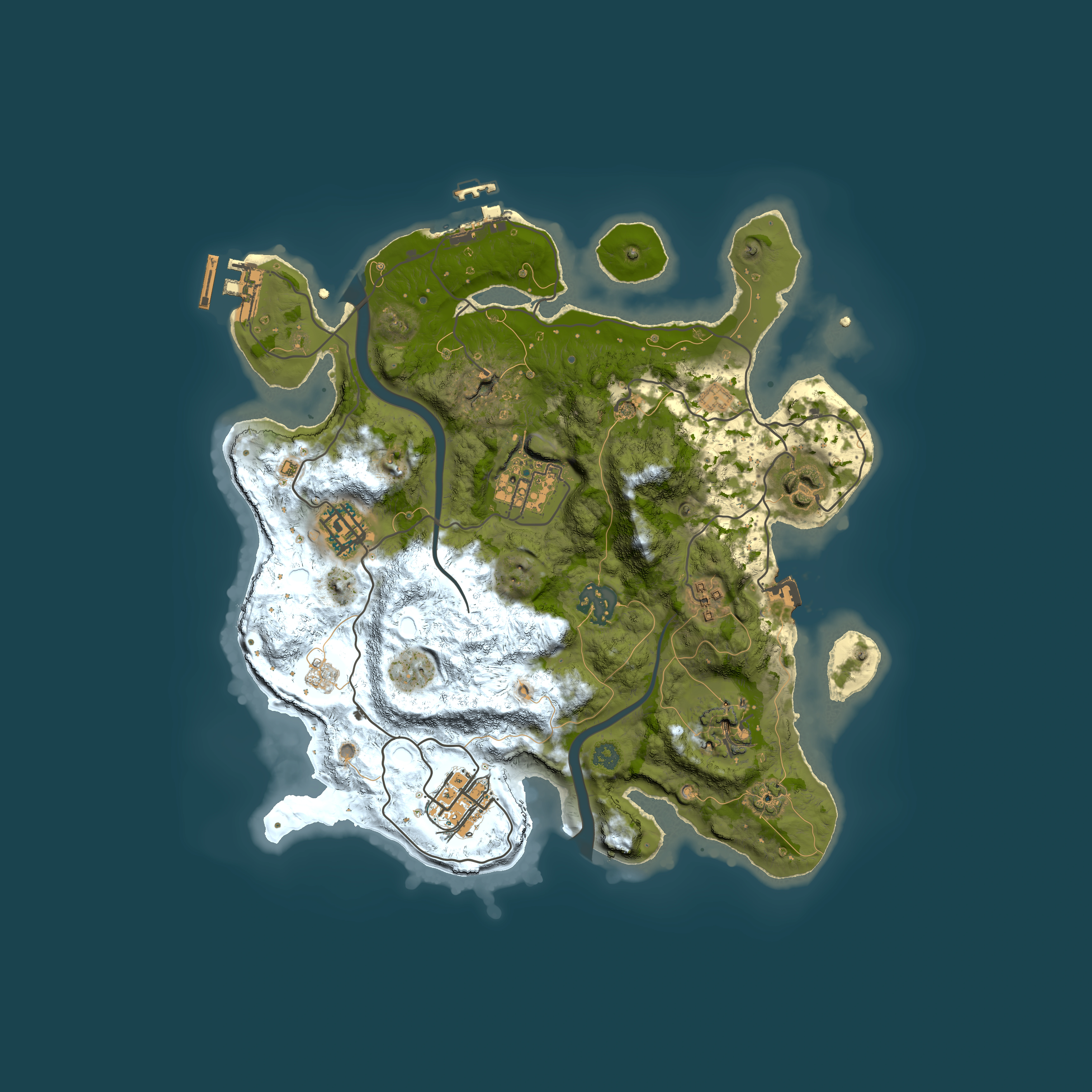 Full top-down render of Rust map seed 1676147582, 3000x3000m