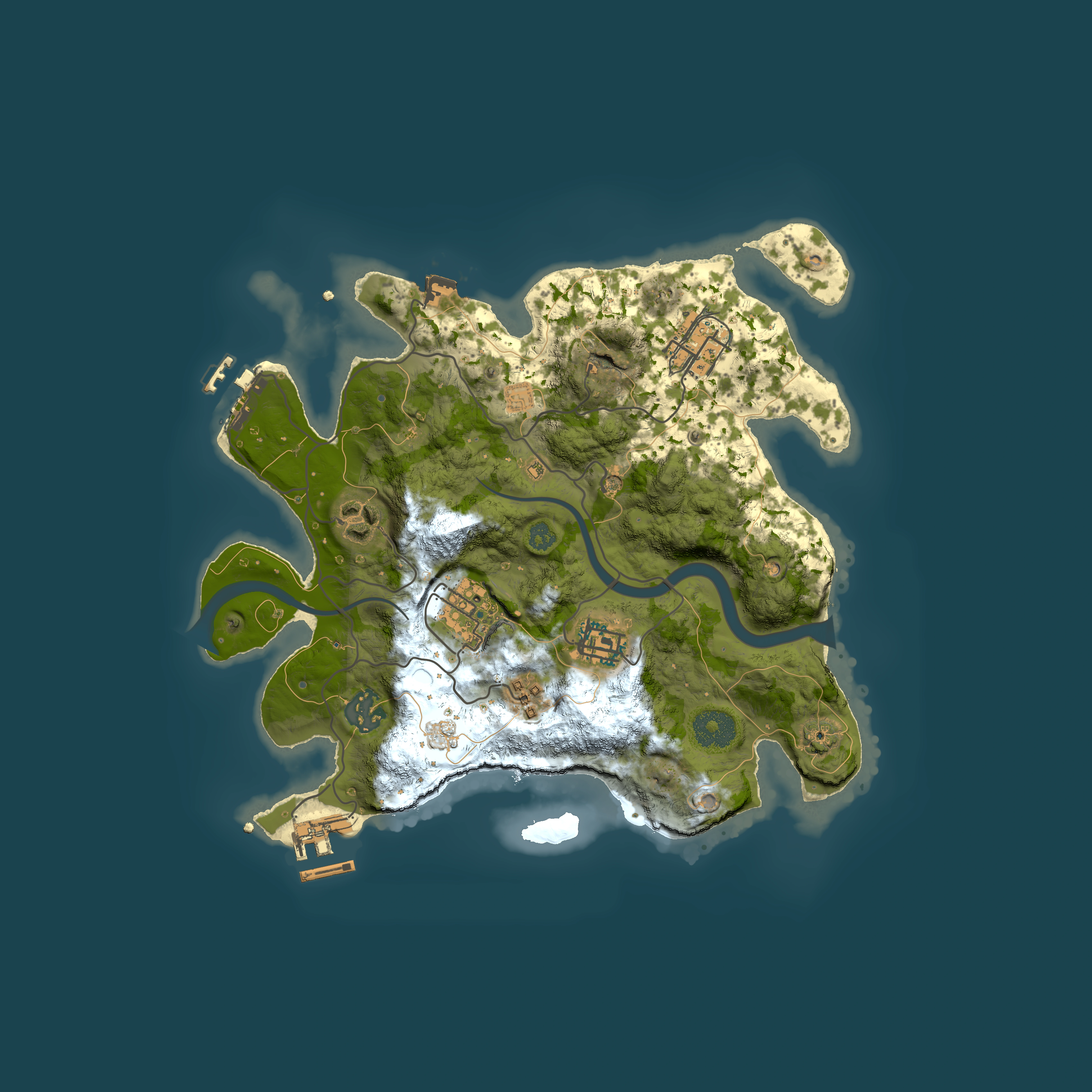 Full top-down render of Rust map seed 1660410272, 3000x3000m