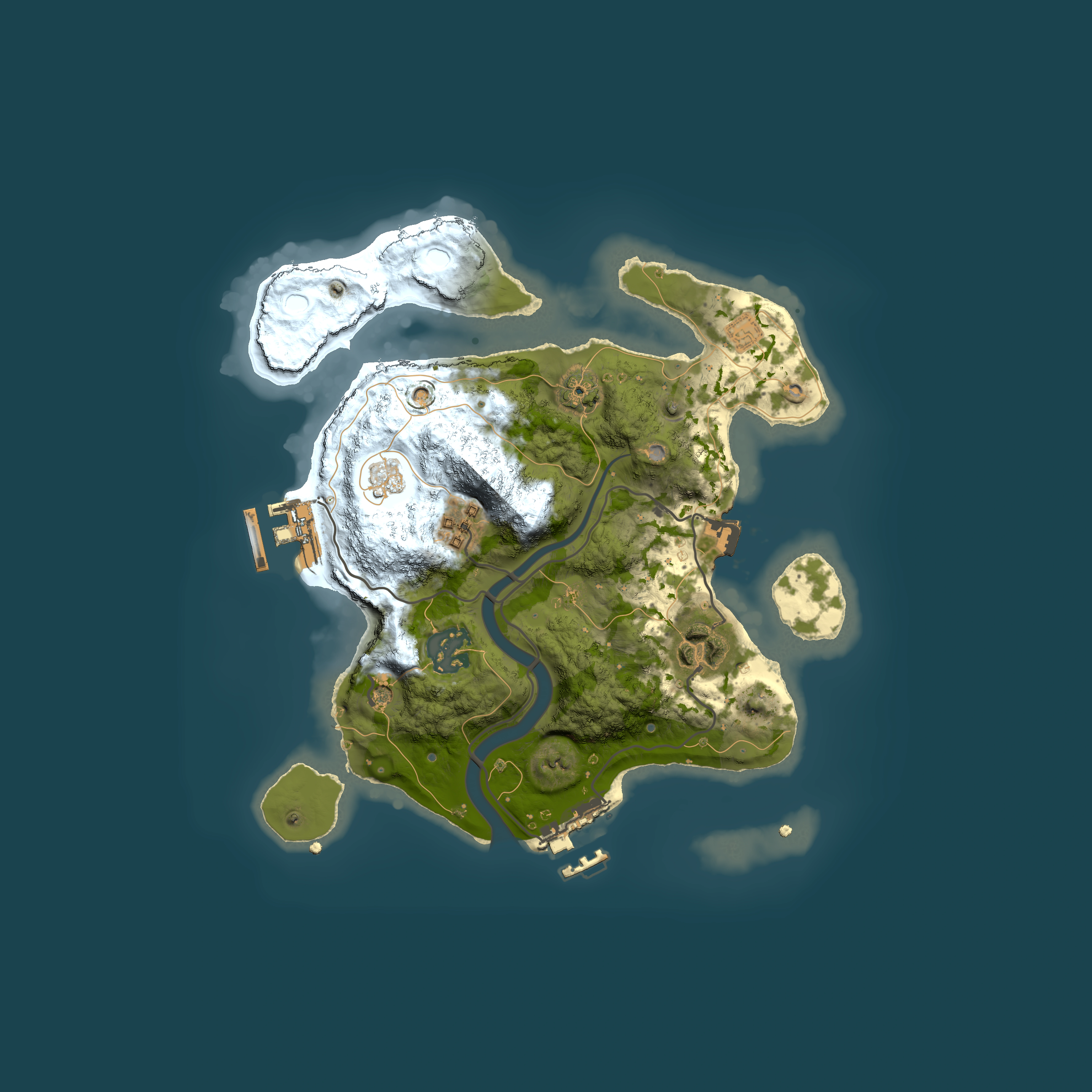 Full top-down render of Rust map seed 1000361147, 2500x2500m