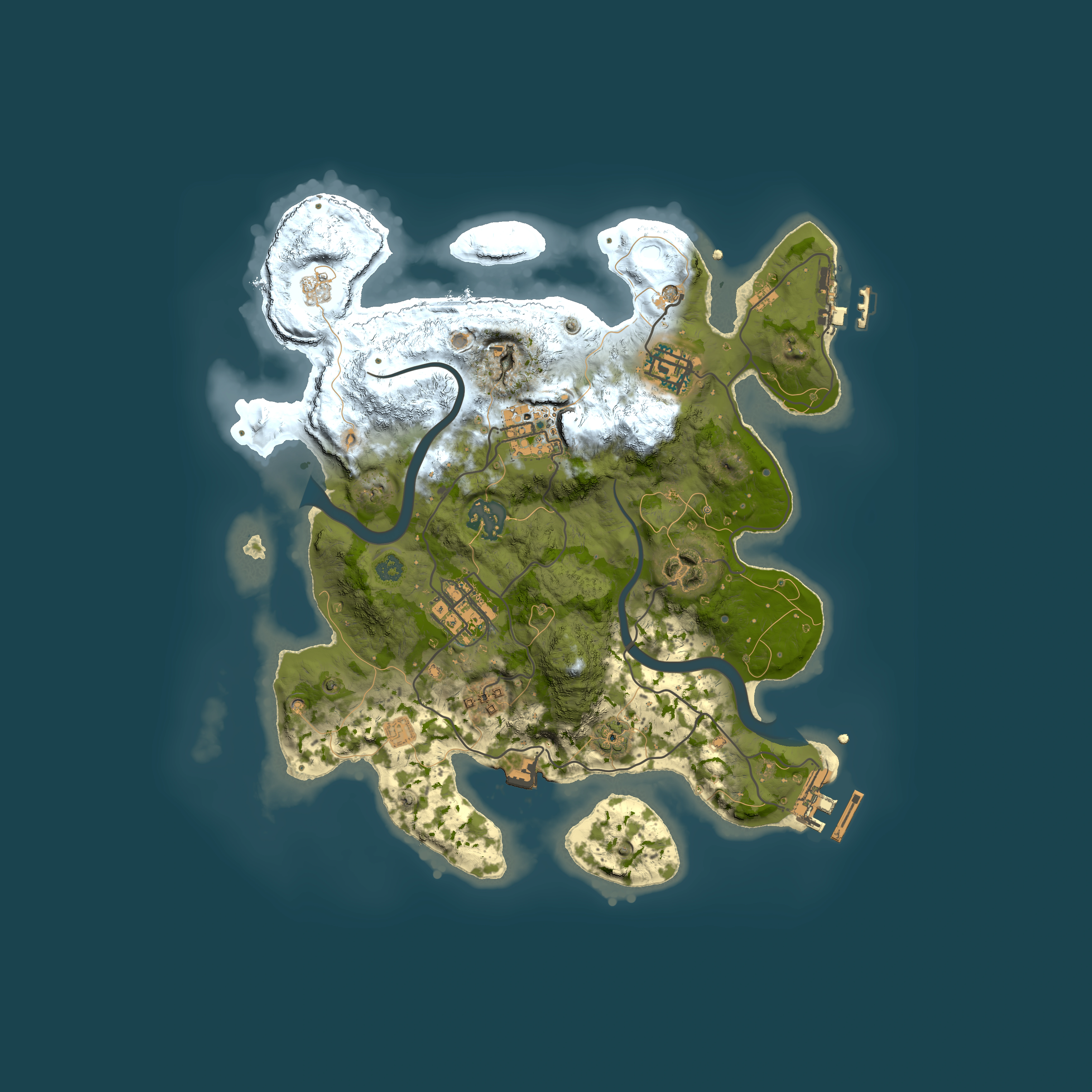 Full top-down render of Rust map seed 24380169, 3000x3000m