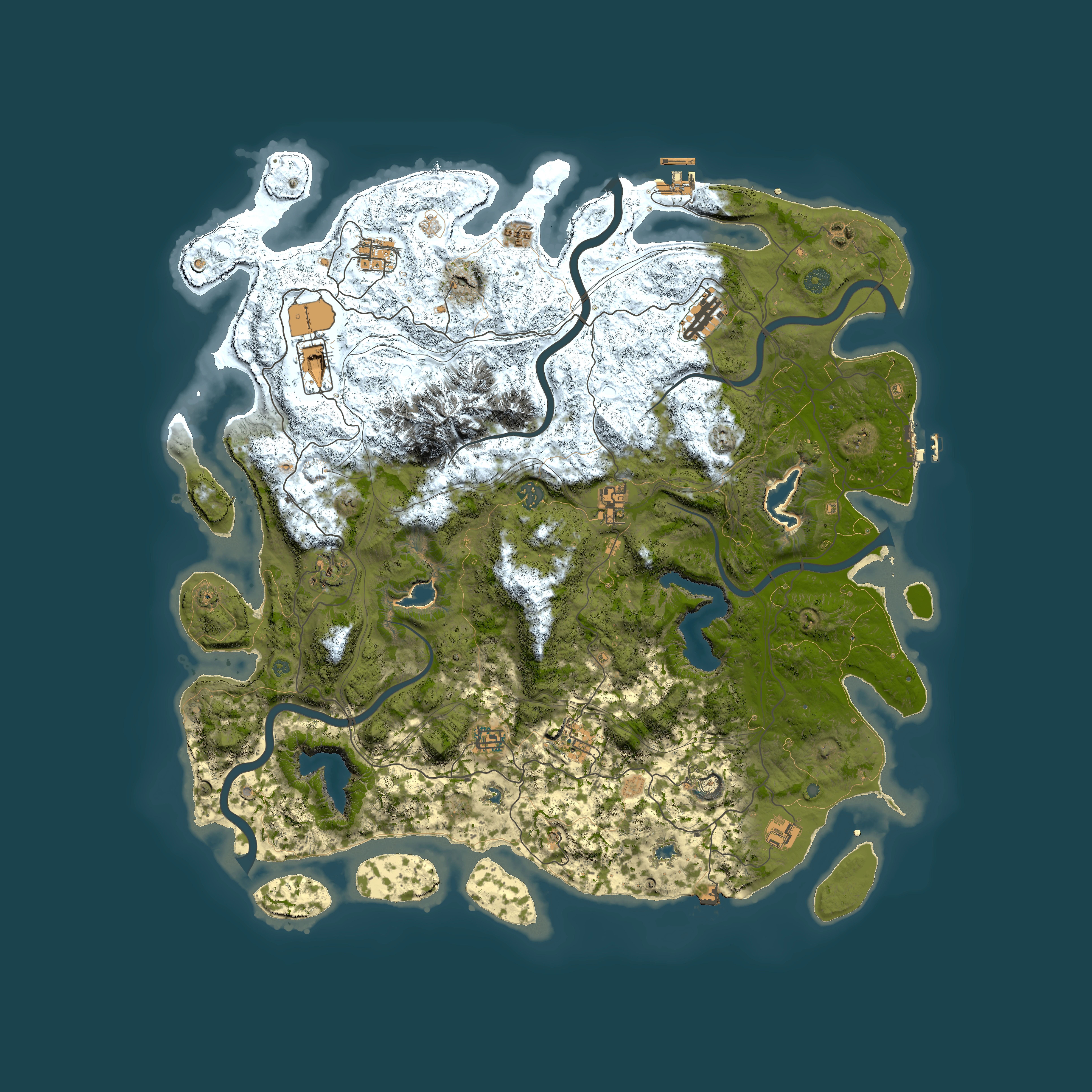 Full top-down render of Rust map seed 807821222, 5000x5000m