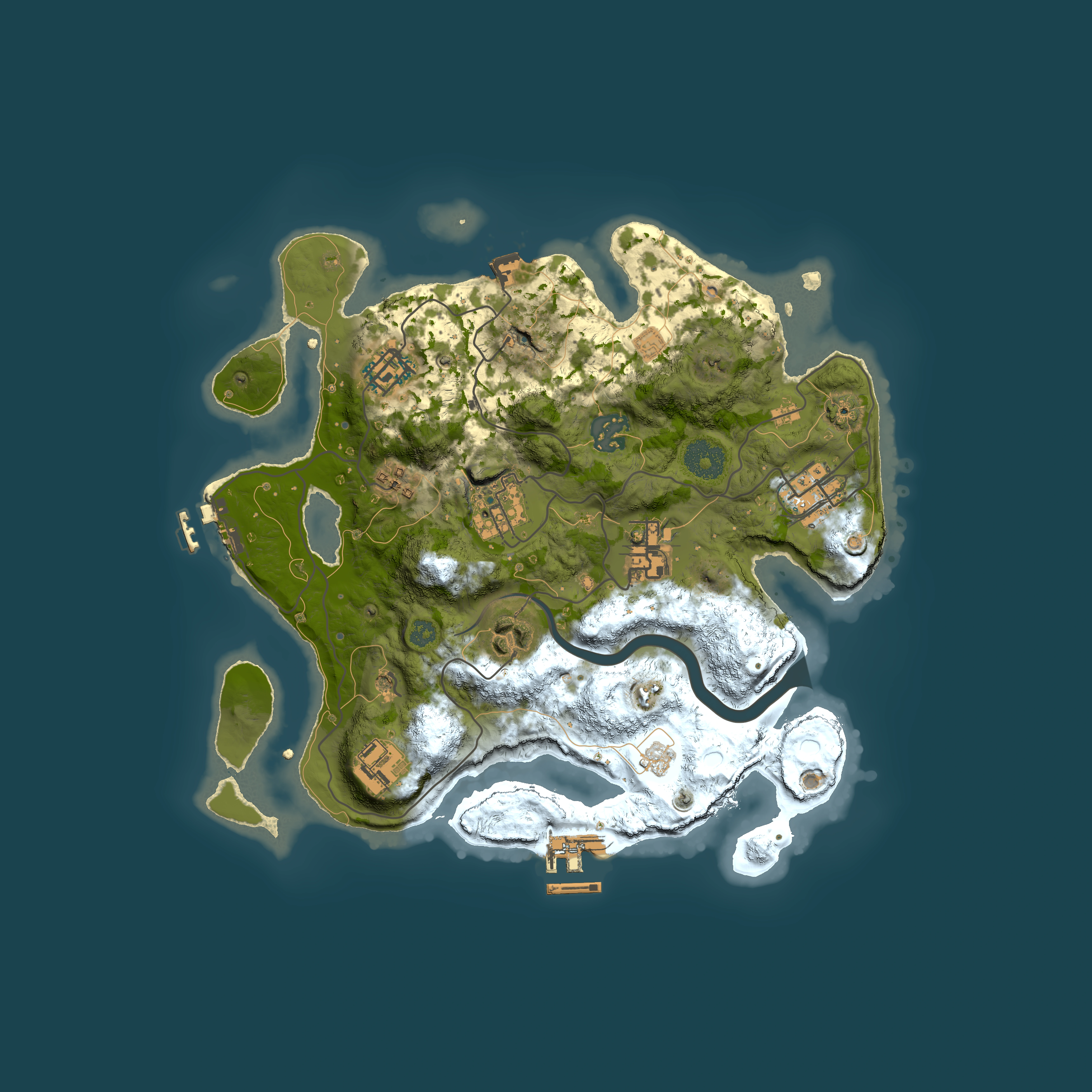 Full top-down render of Rust map seed 151601782, 3000x3000m