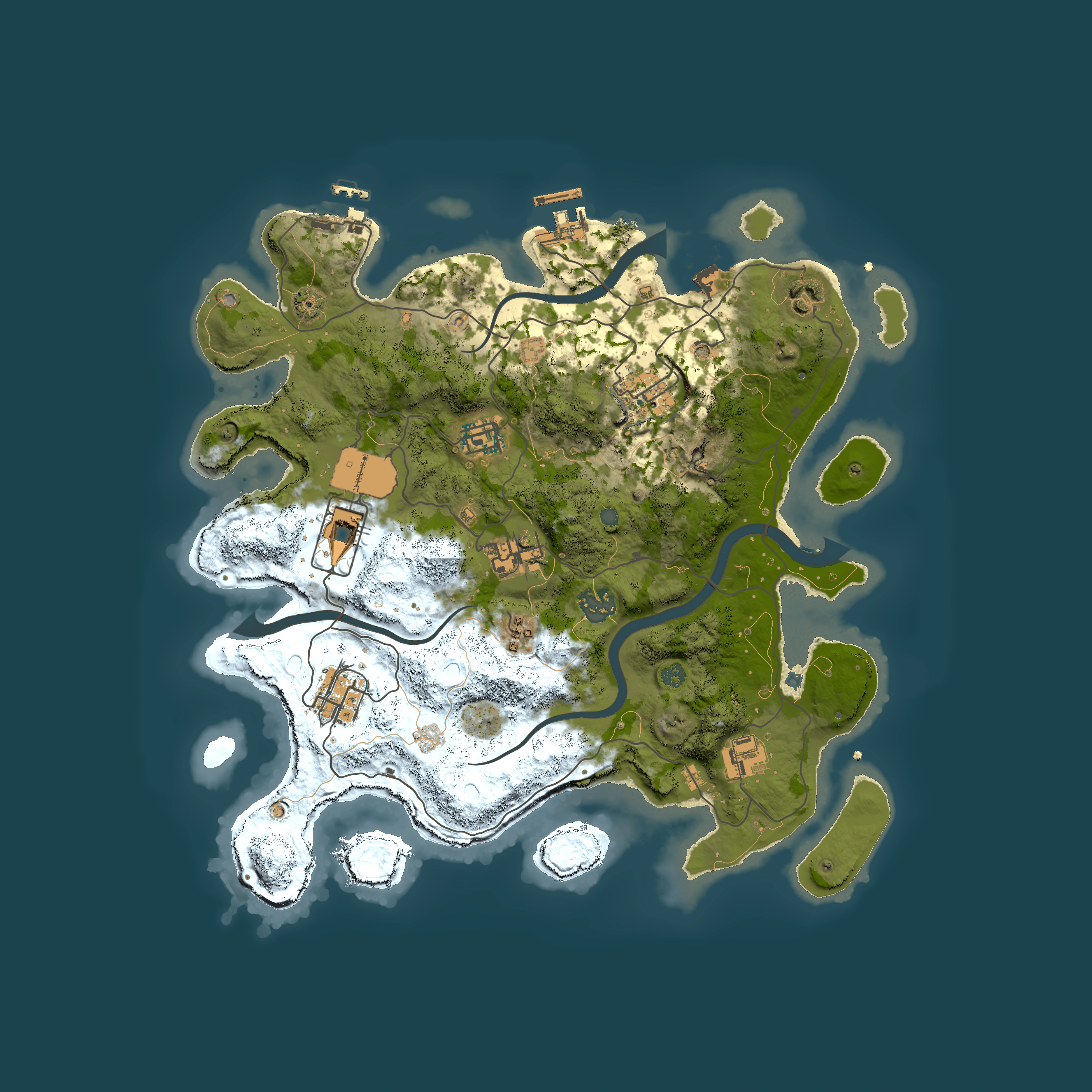 Full top-down render of Rust map seed 115973895, 3500x3500m