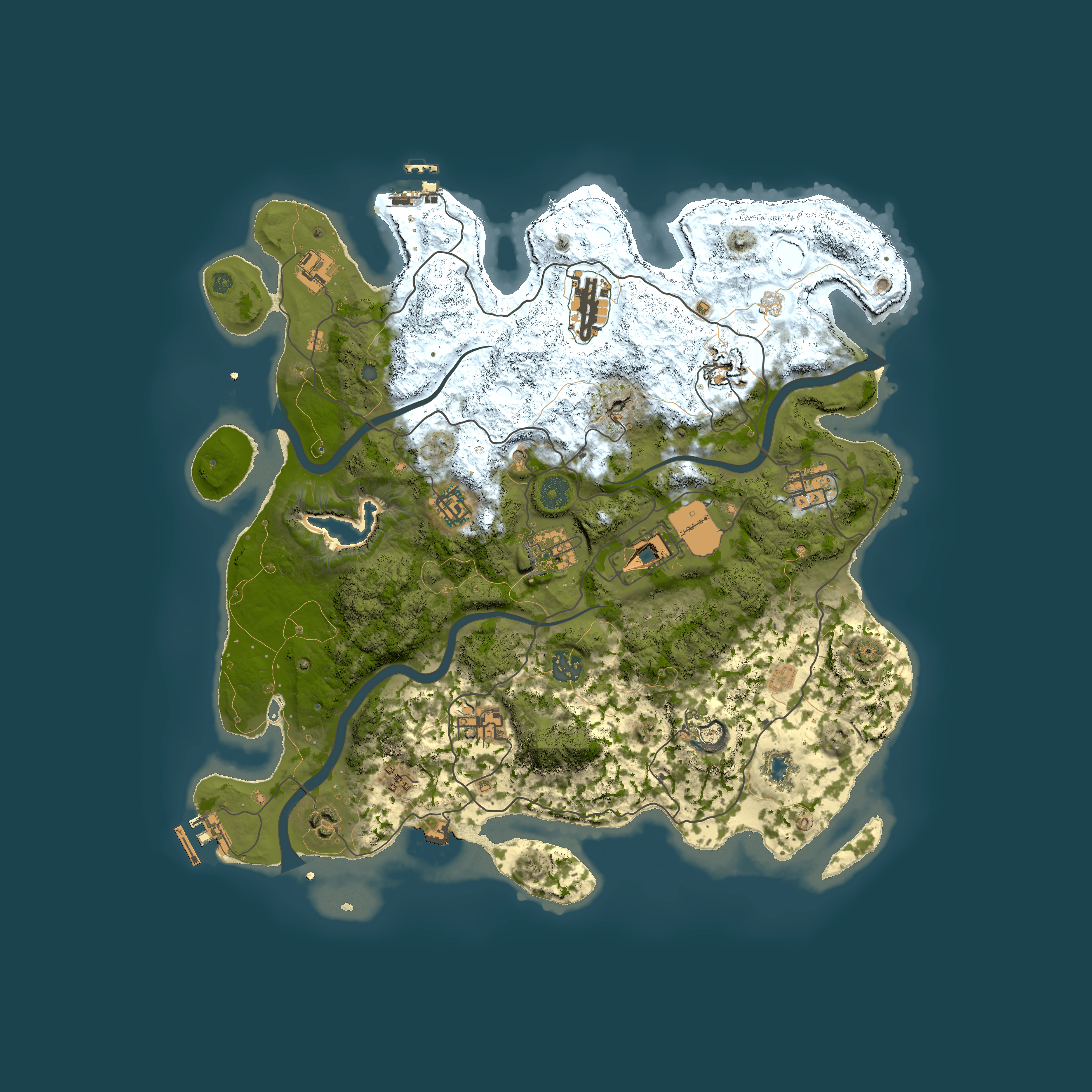 Full top-down render of Rust map seed 832757333, 4000x4000m