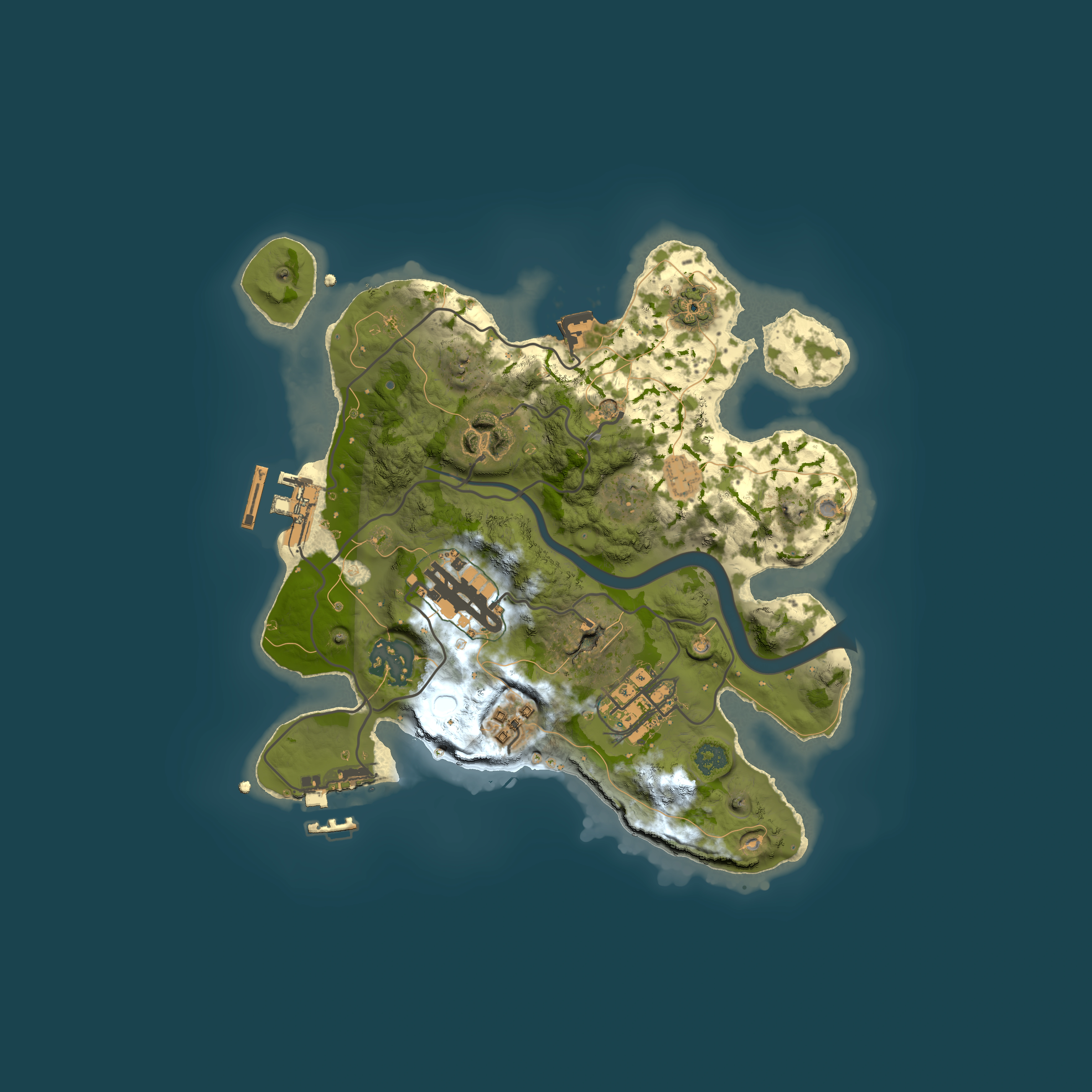 Full top-down render of Rust map seed 495792534, 2500x2500m