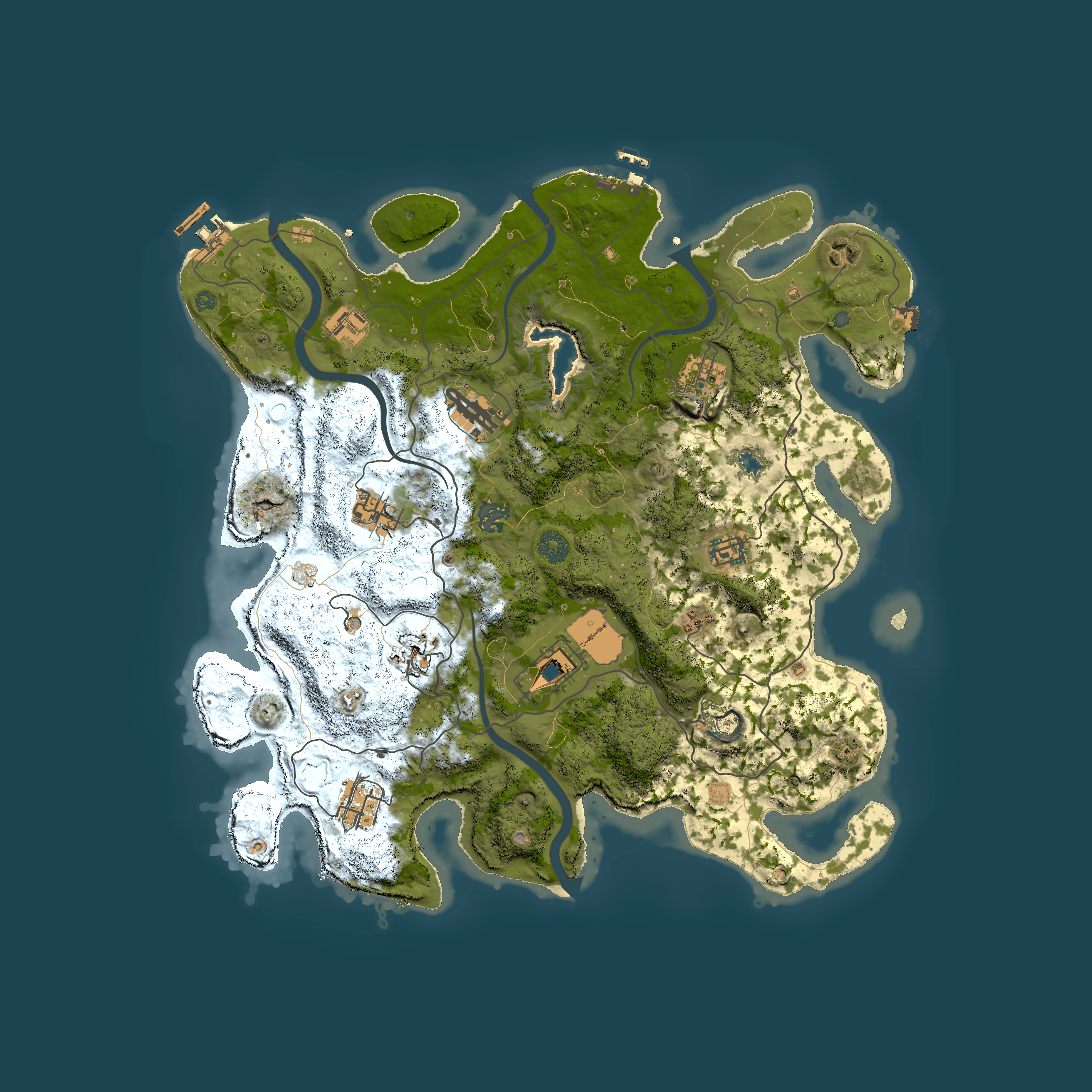 Full top-down render of Rust map seed 1288133479, 4000x4000m