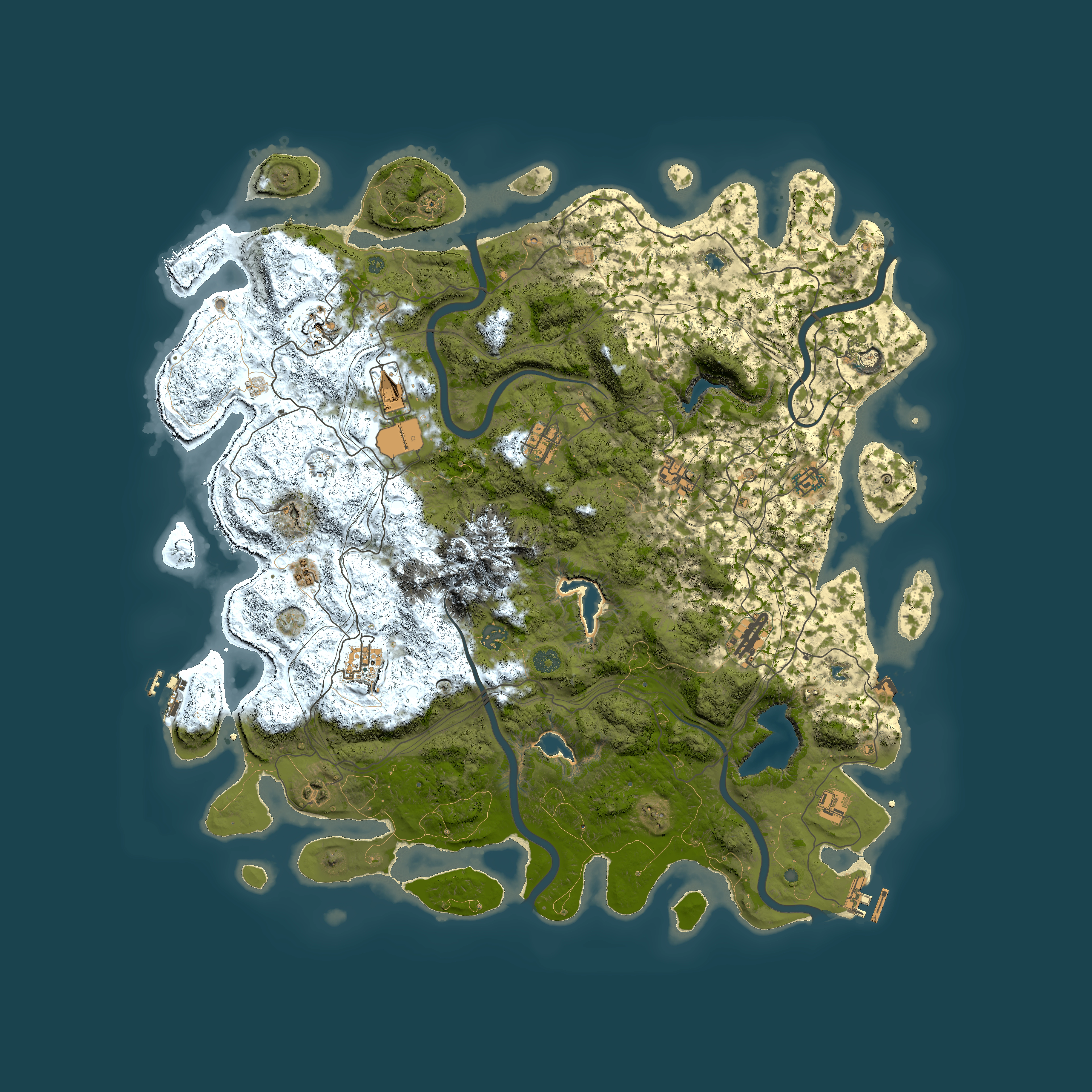 Full top-down render of Rust map seed 280124538, 5000x5000m