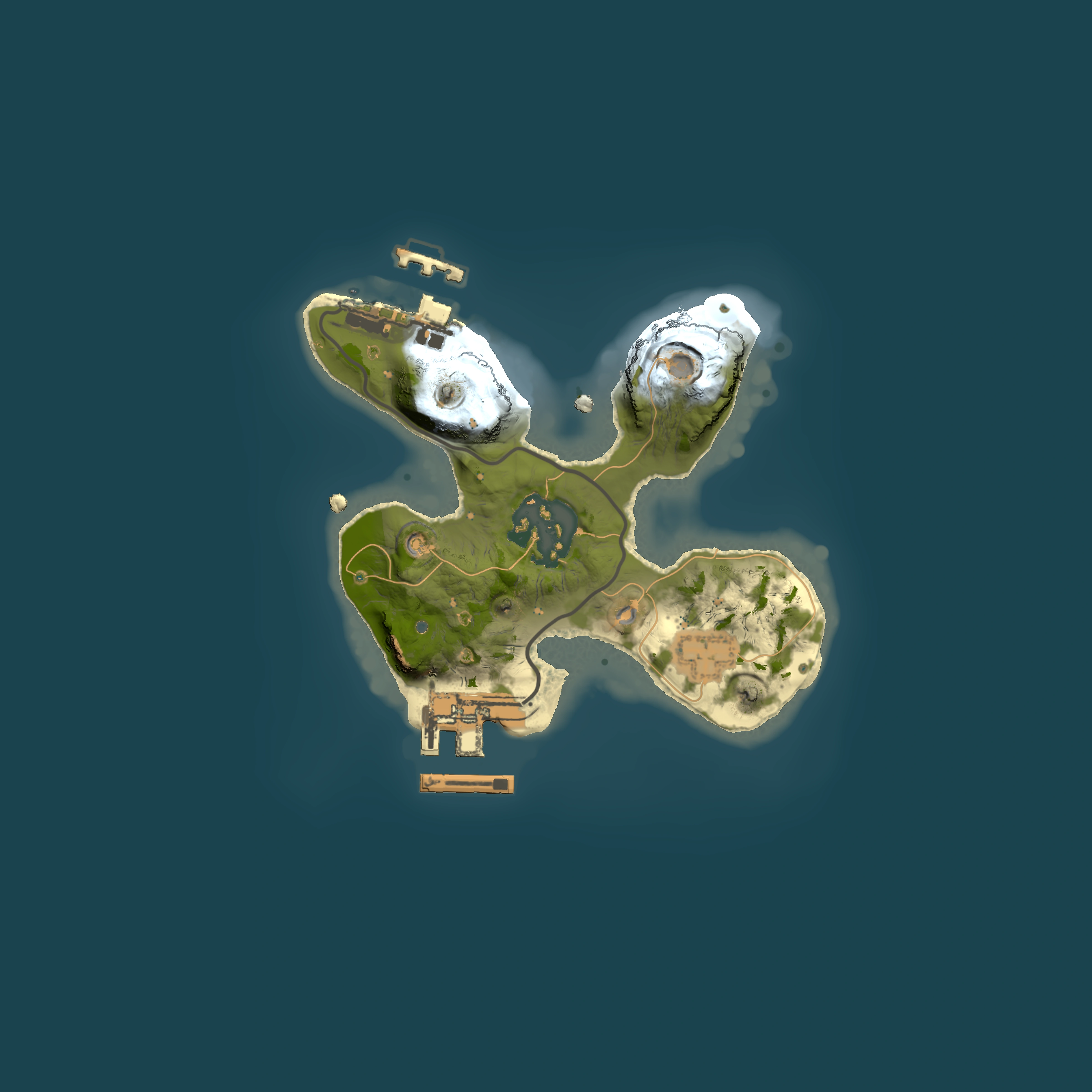 Full top-down render of Rust map seed 1409531673, 1500x1500m
