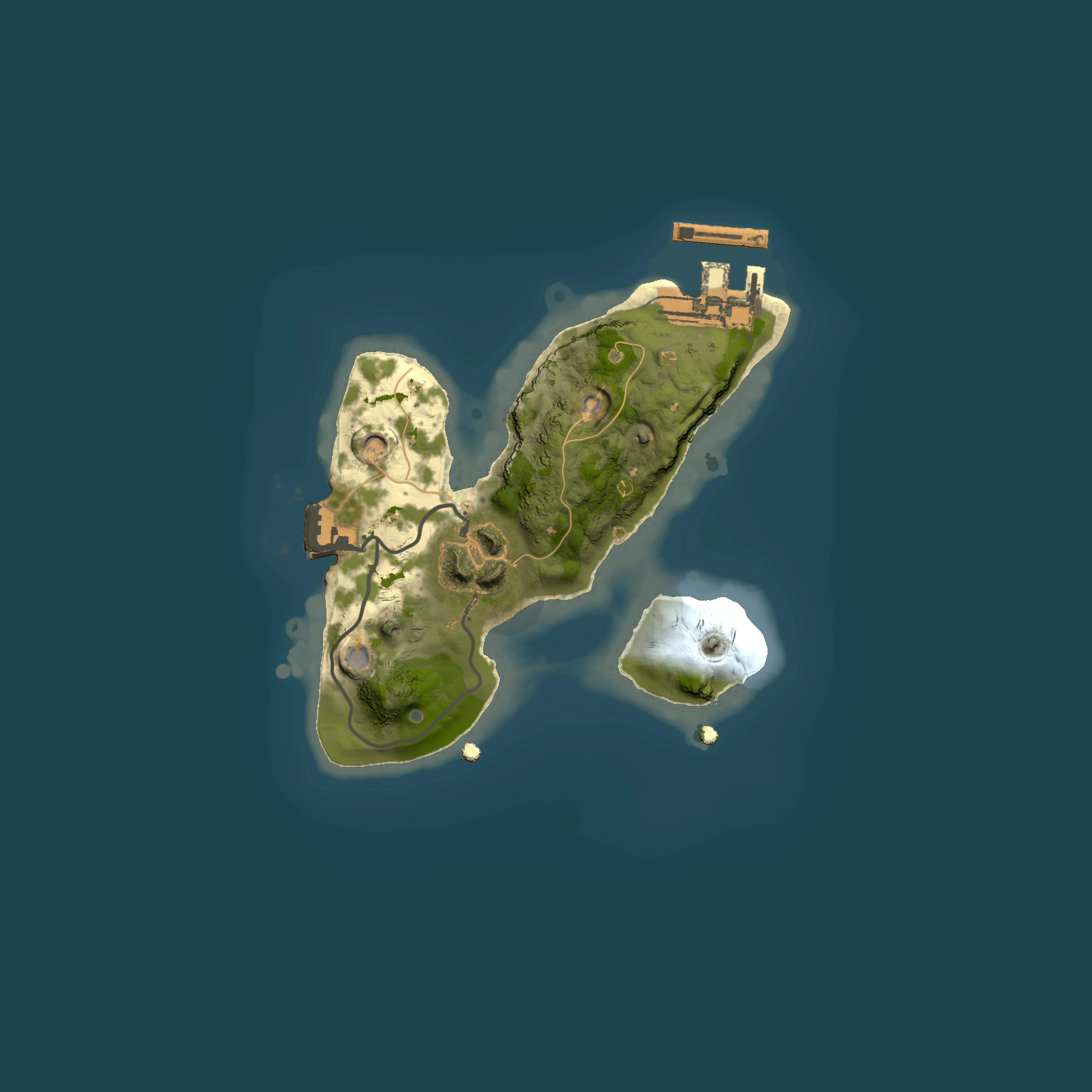 Full top-down render of Rust map seed 121244455, 1500x1500m