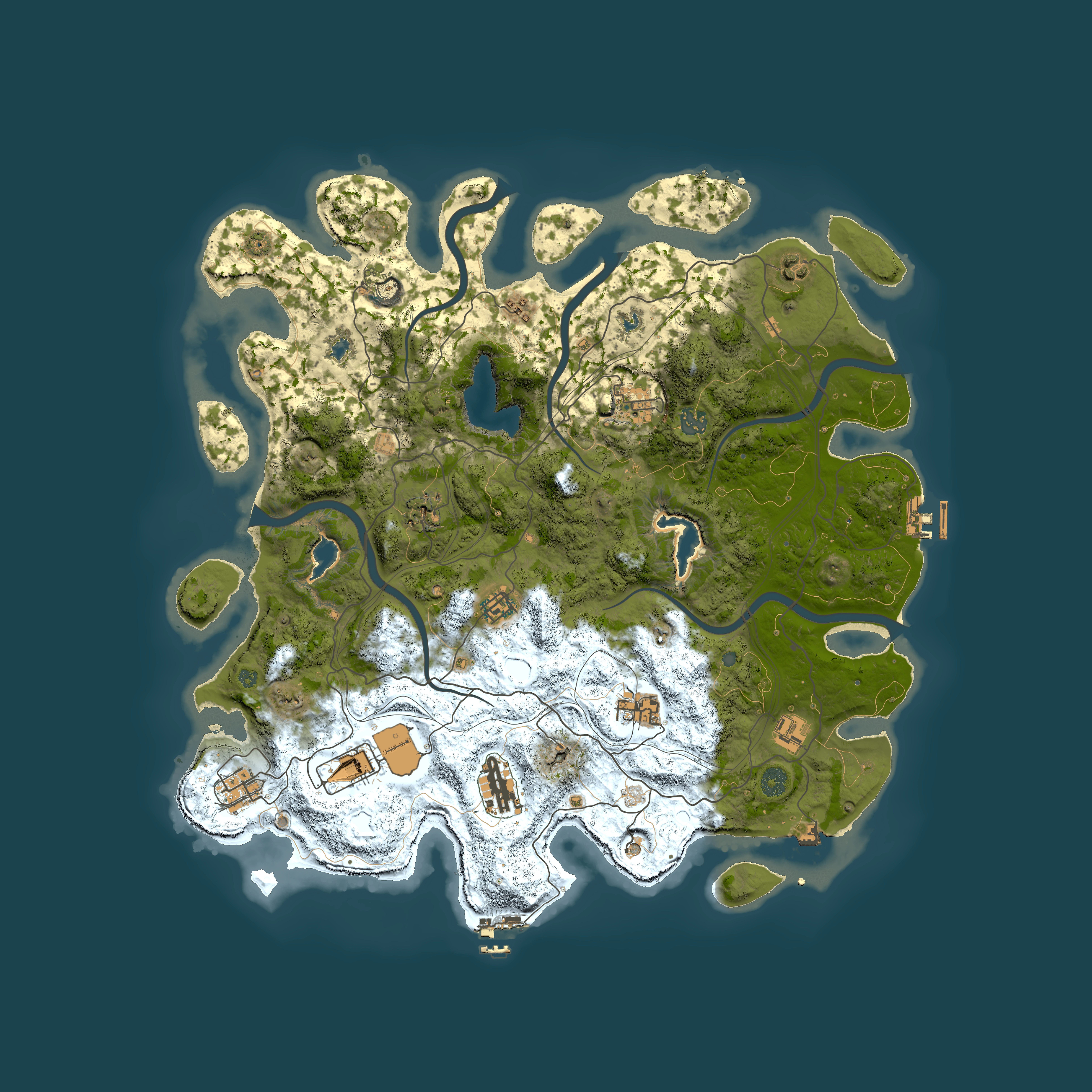 Full top-down render of Rust map seed 1055407066, 4500x4500m