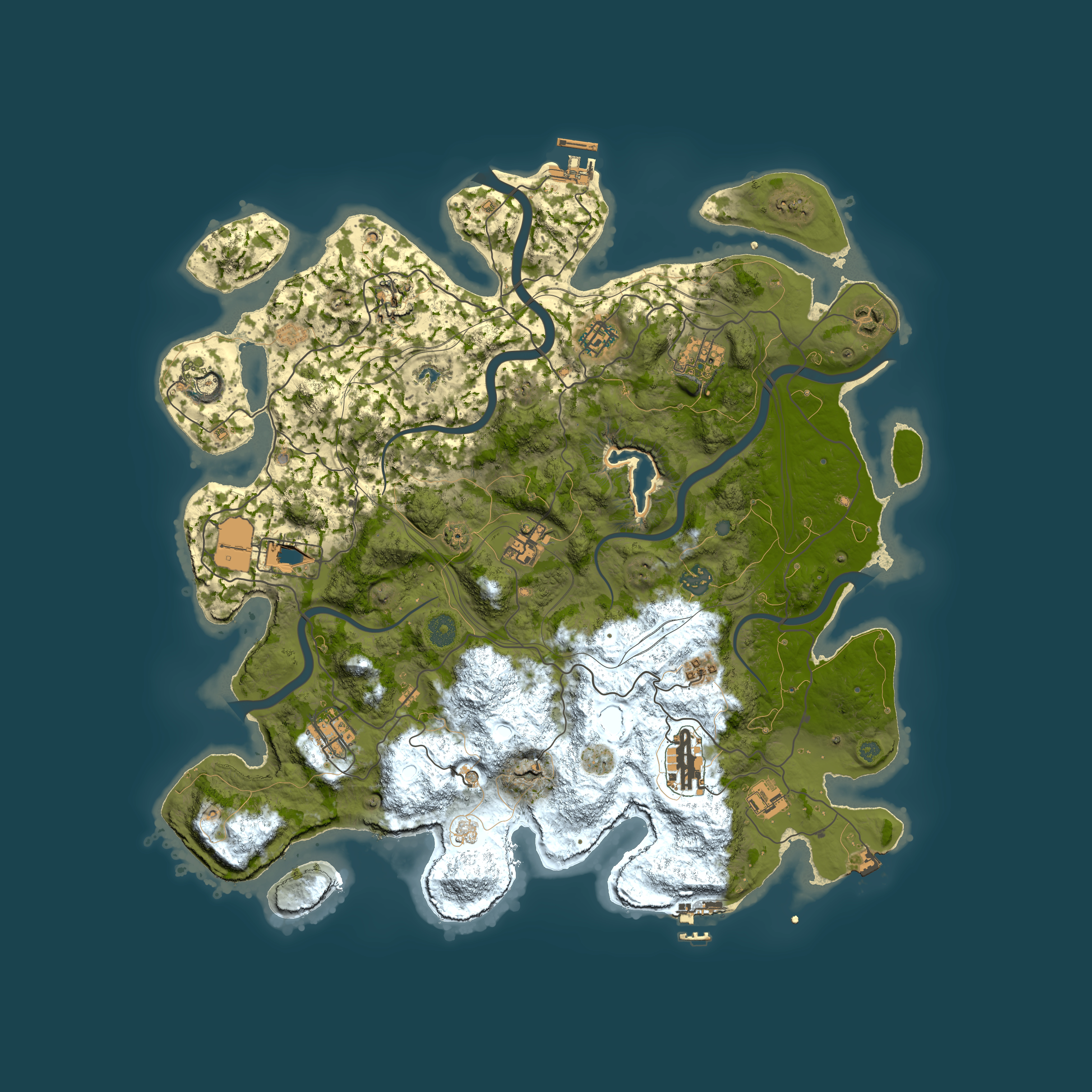 Full top-down render of Rust map seed 0, 4250x4250m