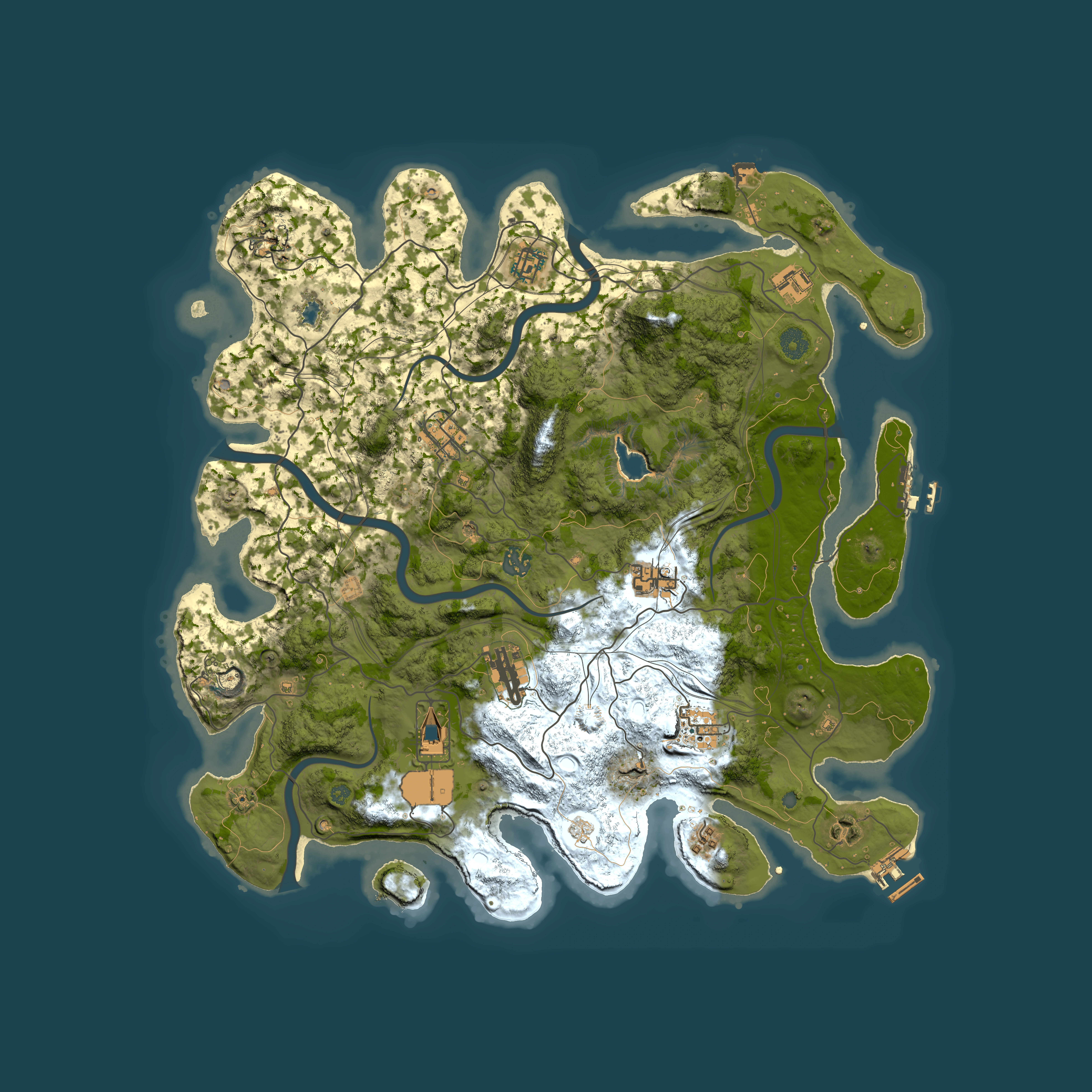 Full top-down render of Rust map seed 0, 4250x4250m