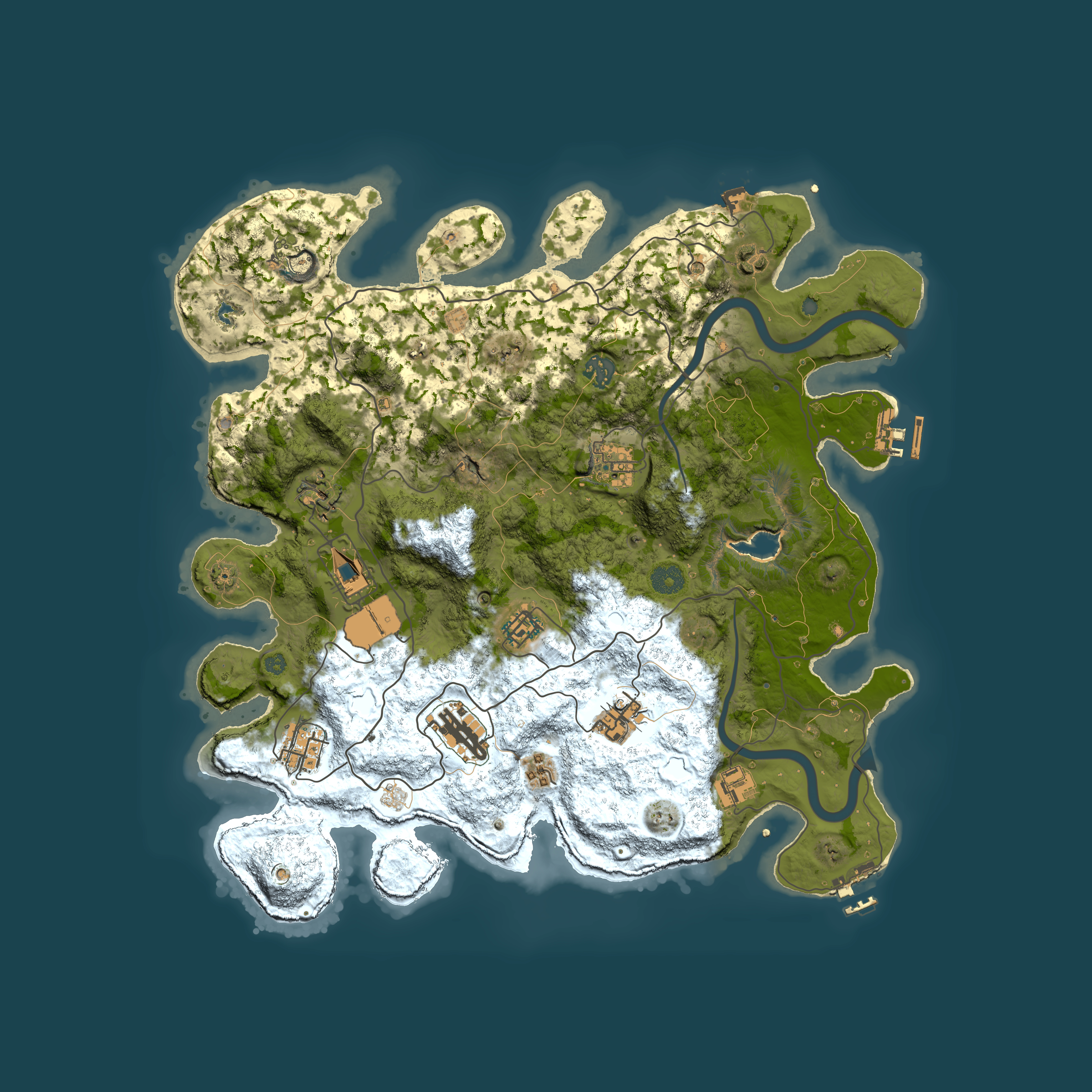 Full top-down render of Rust map seed 142623420, 4000x4000m