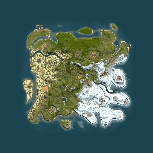 Rust map seed 136108407, 4000x4000m top-down preview