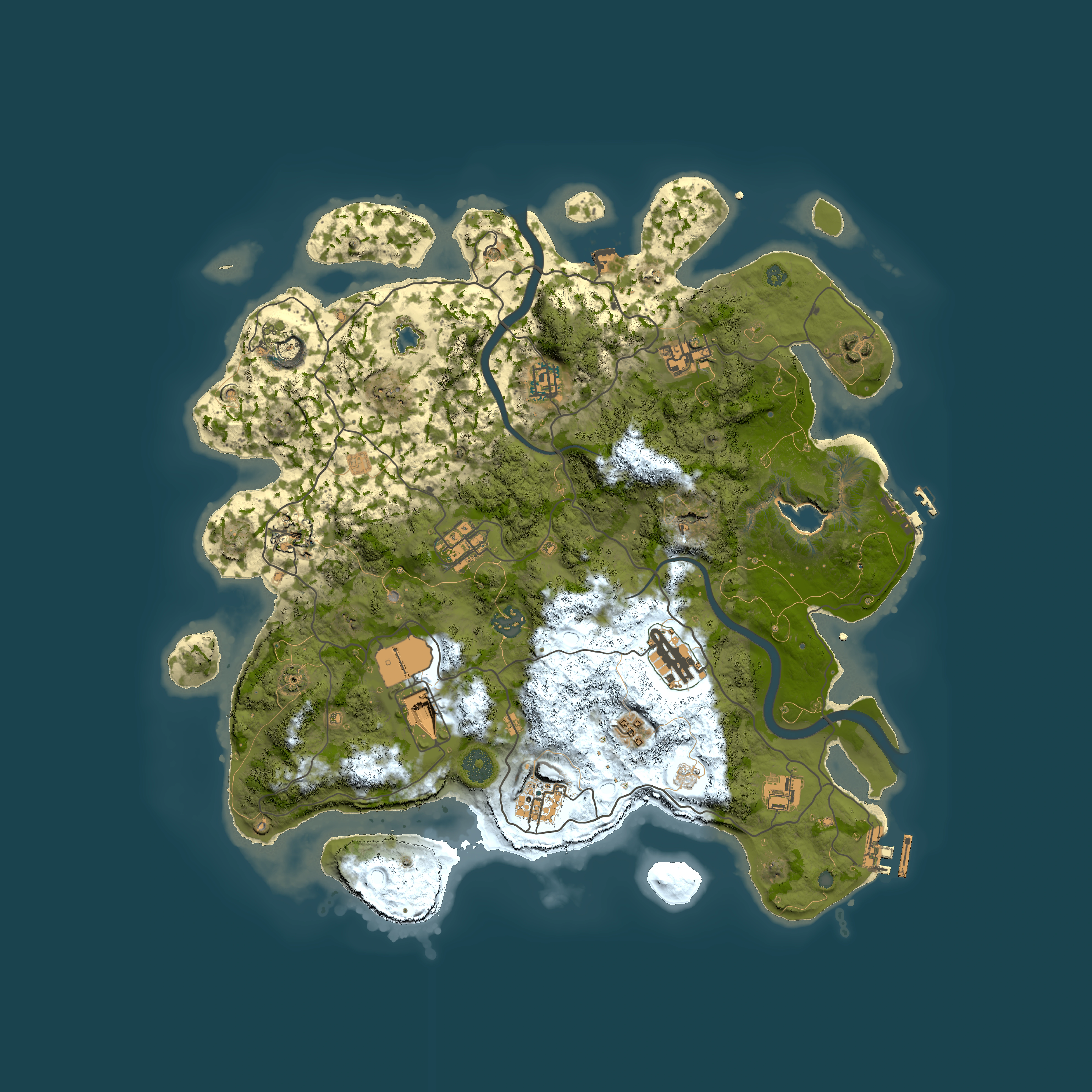 Full top-down render of Rust map seed 2111620105, 4000x4000m