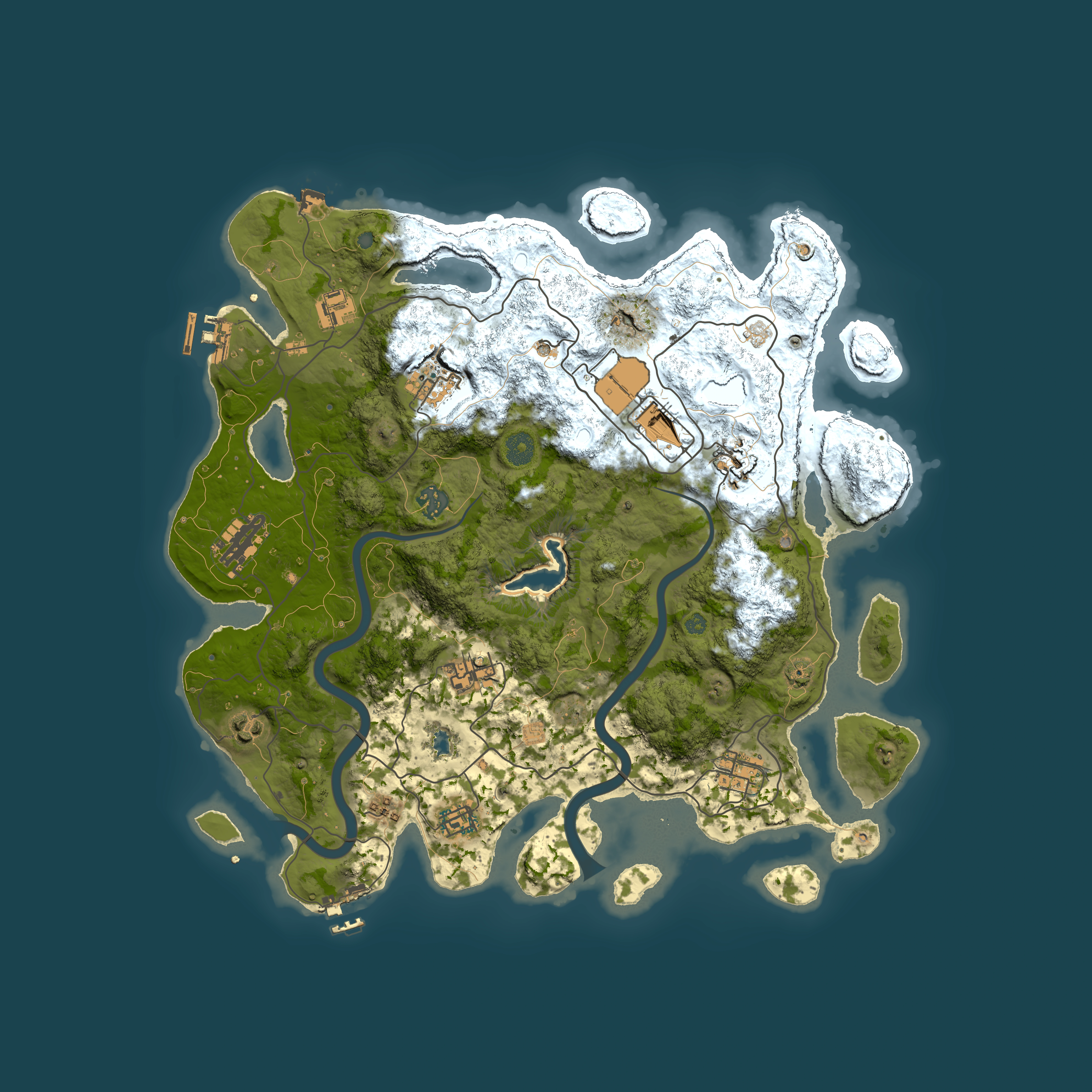 Full top-down render of Rust map seed 9371573, 4000x4000m