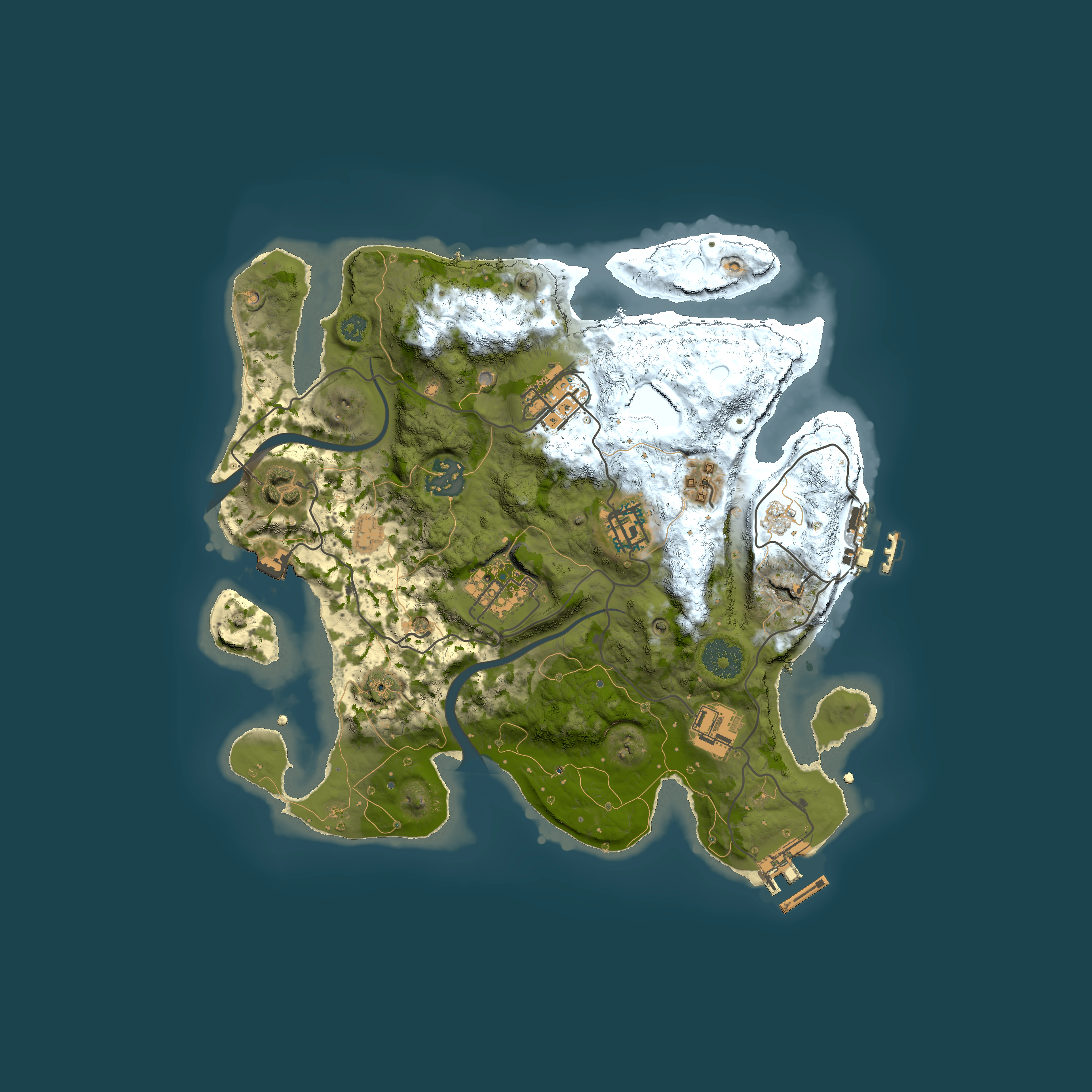 Full top-down render of Rust map seed 1100045371, 3000x3000m