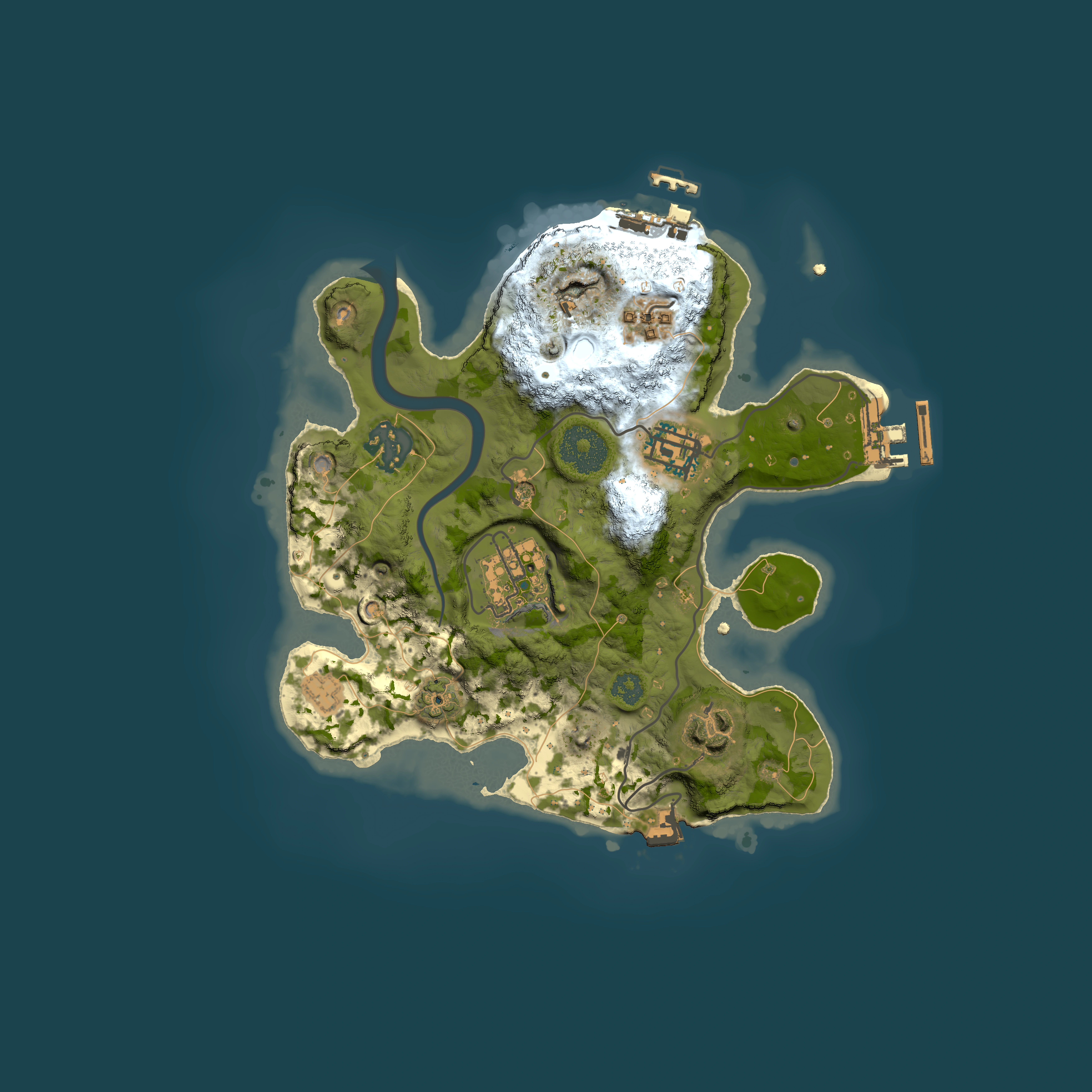 Full top-down render of Rust map seed 280173425, 2500x2500m