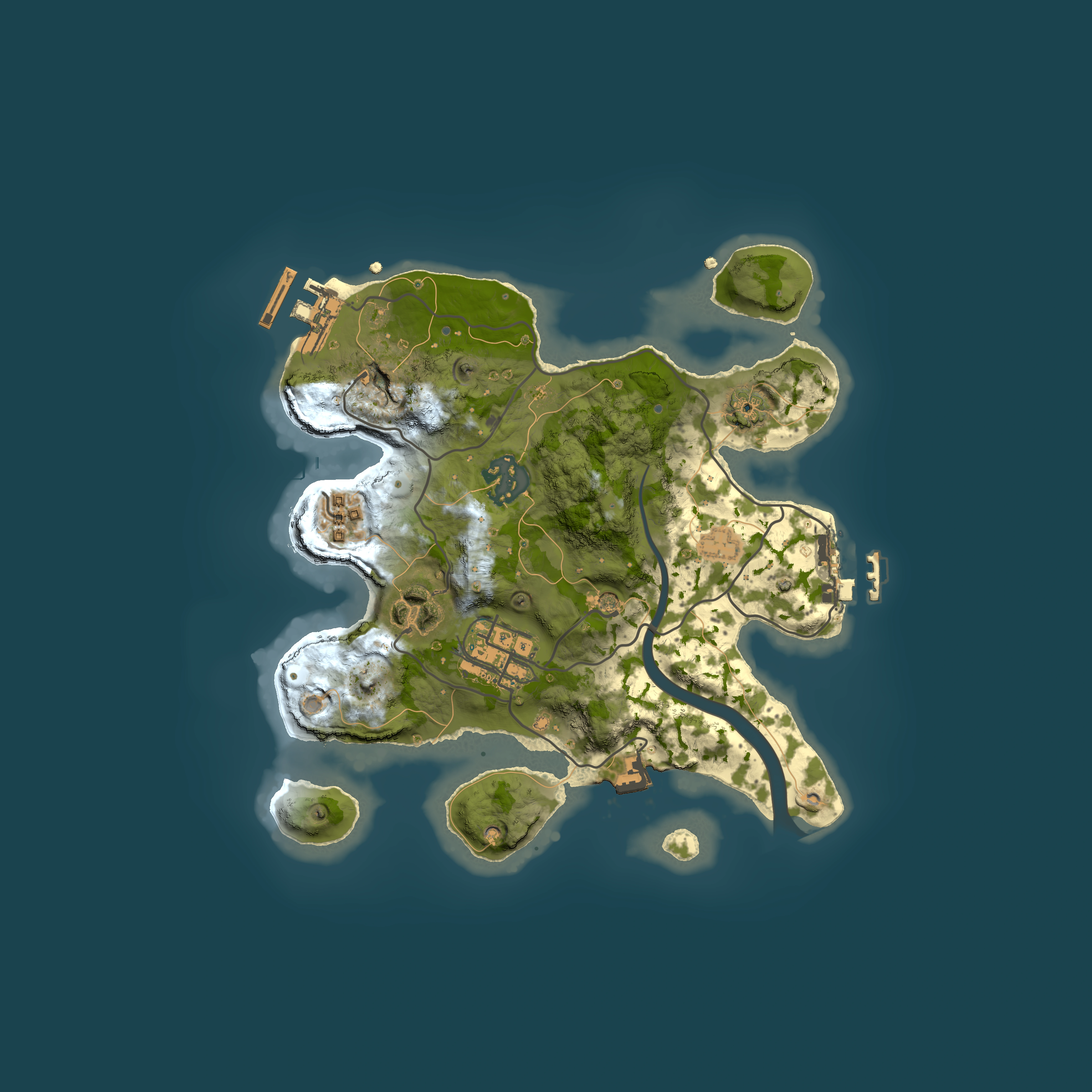 Full top-down render of Rust map seed 2033923738, 2500x2500m