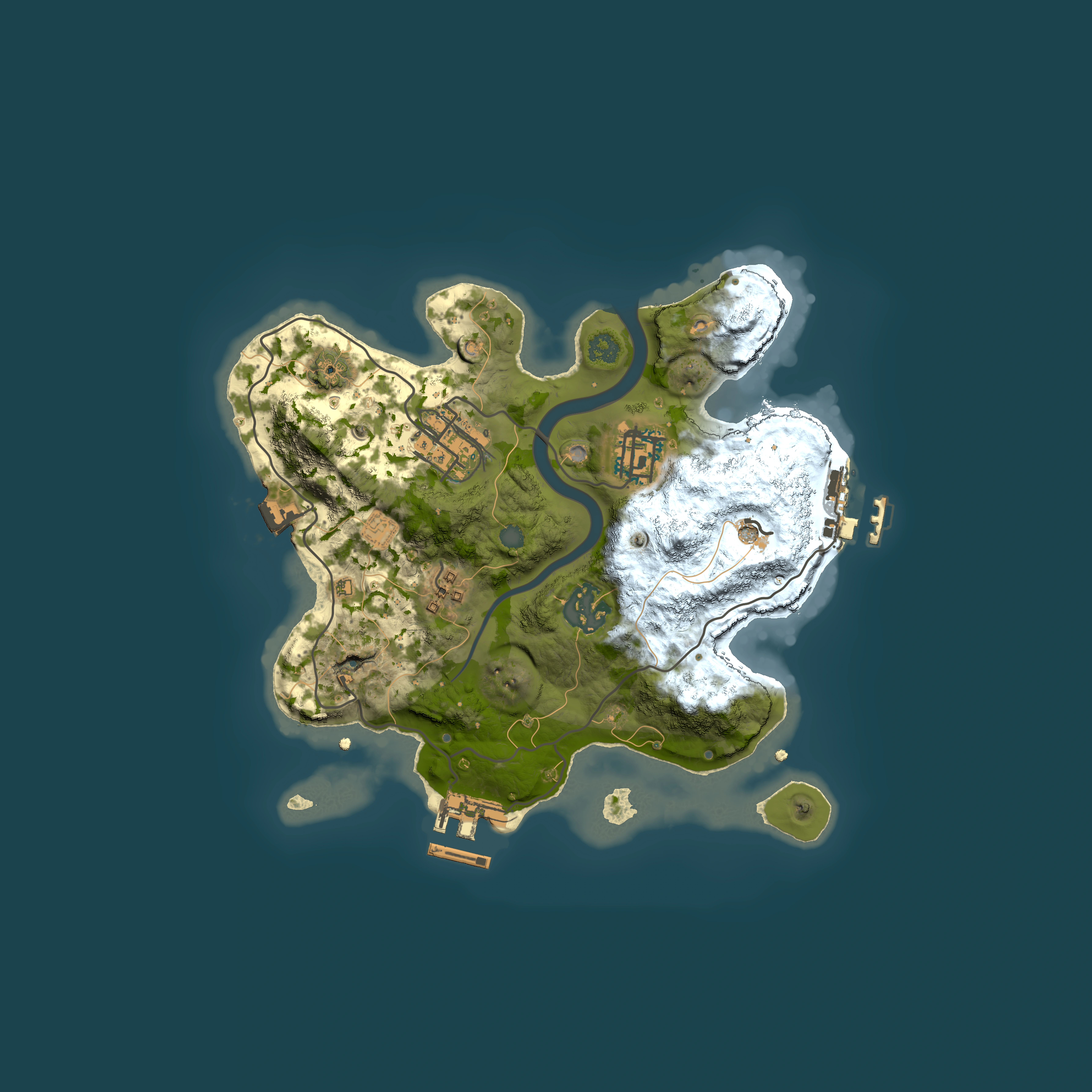 Full top-down render of Rust map seed 1707595109, 2500x2500m