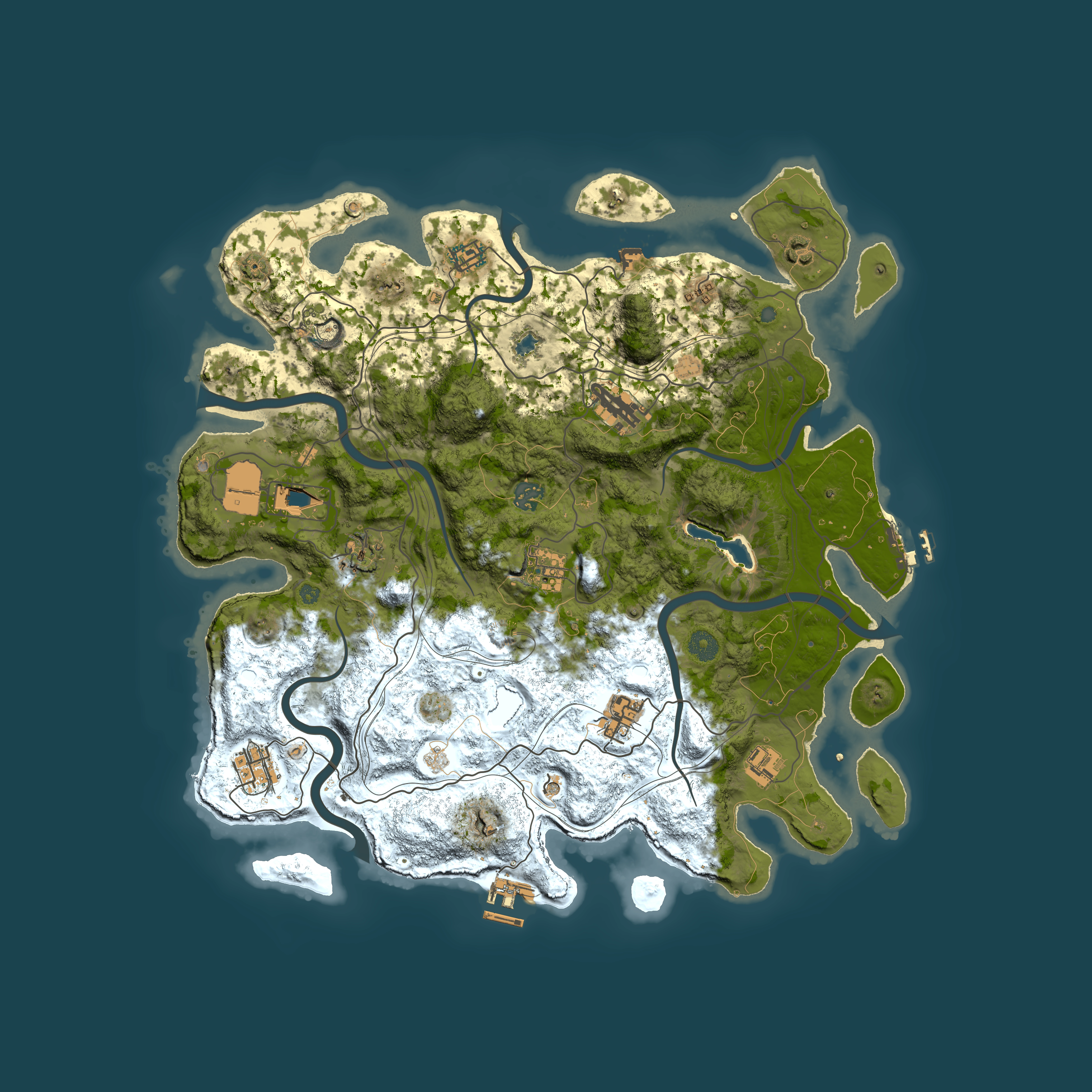 Full top-down render of Rust map seed 0, 4250x4250m