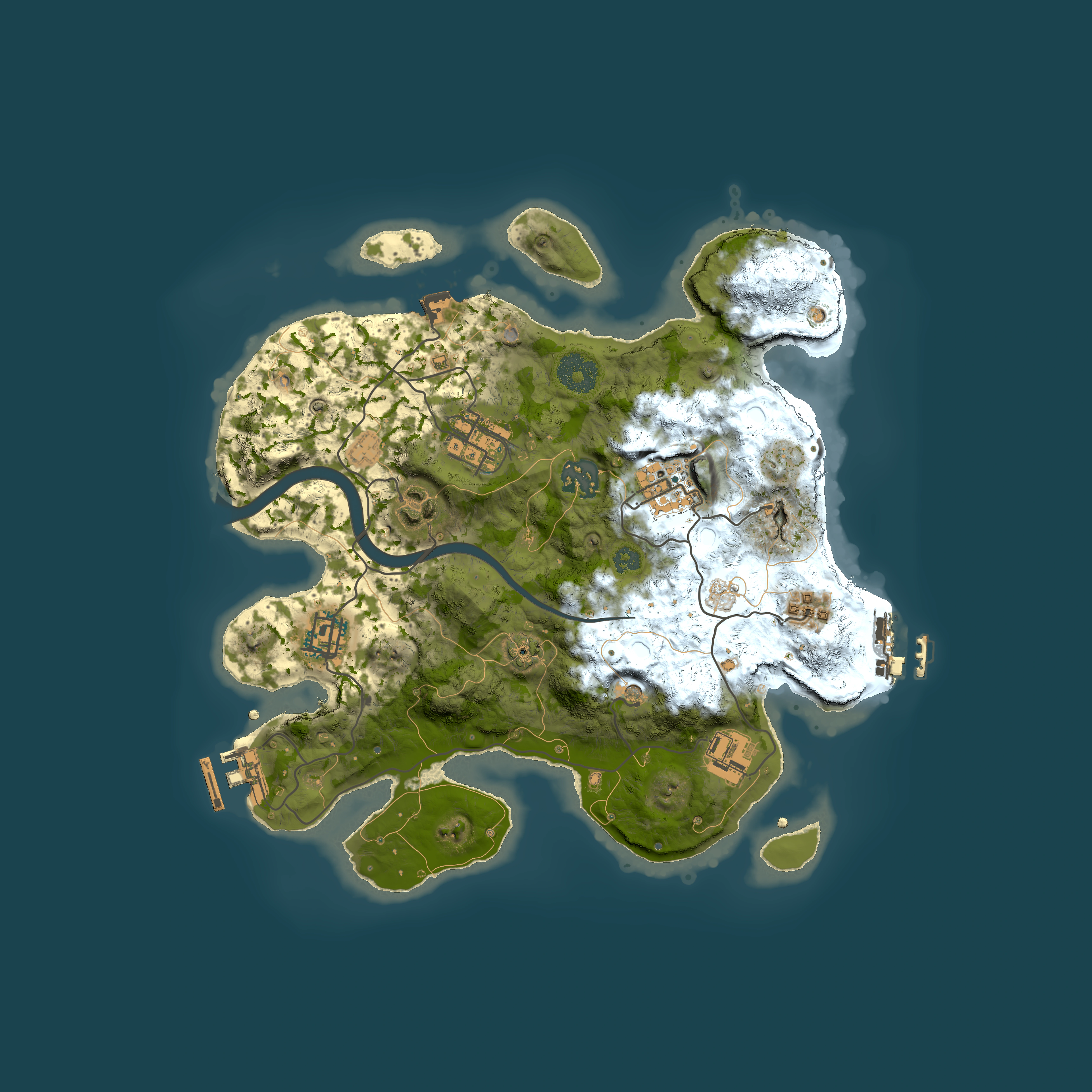 Full top-down render of Rust map seed 35091610, 3000x3000m