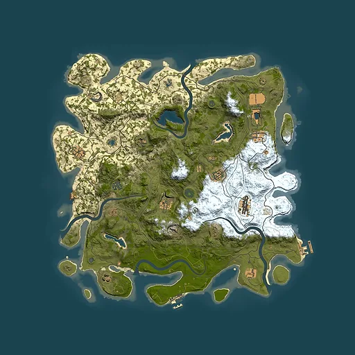Rust map seed 0, 4500x4500m top-down preview