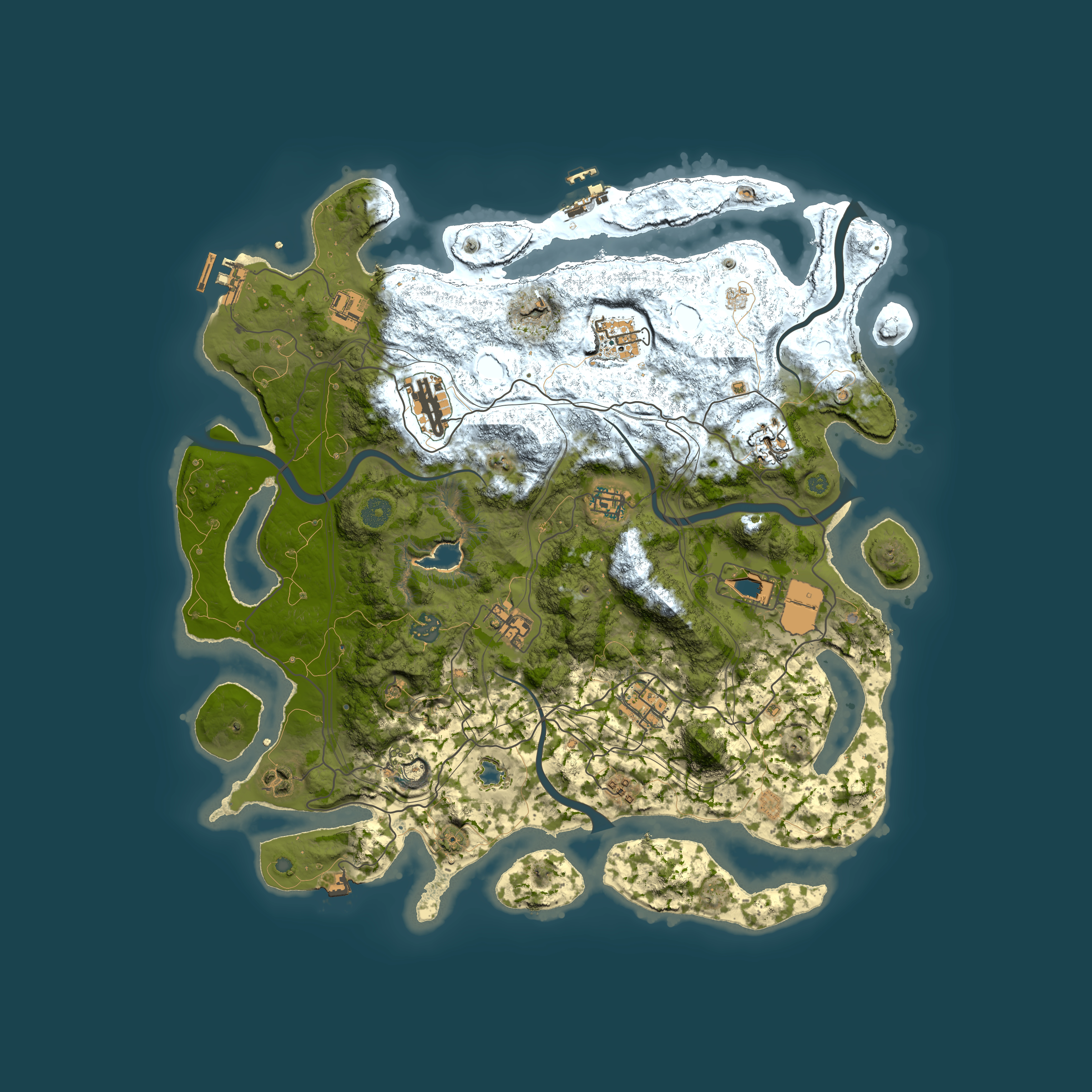 Full top-down render of Rust map seed 0, 4250x4250m