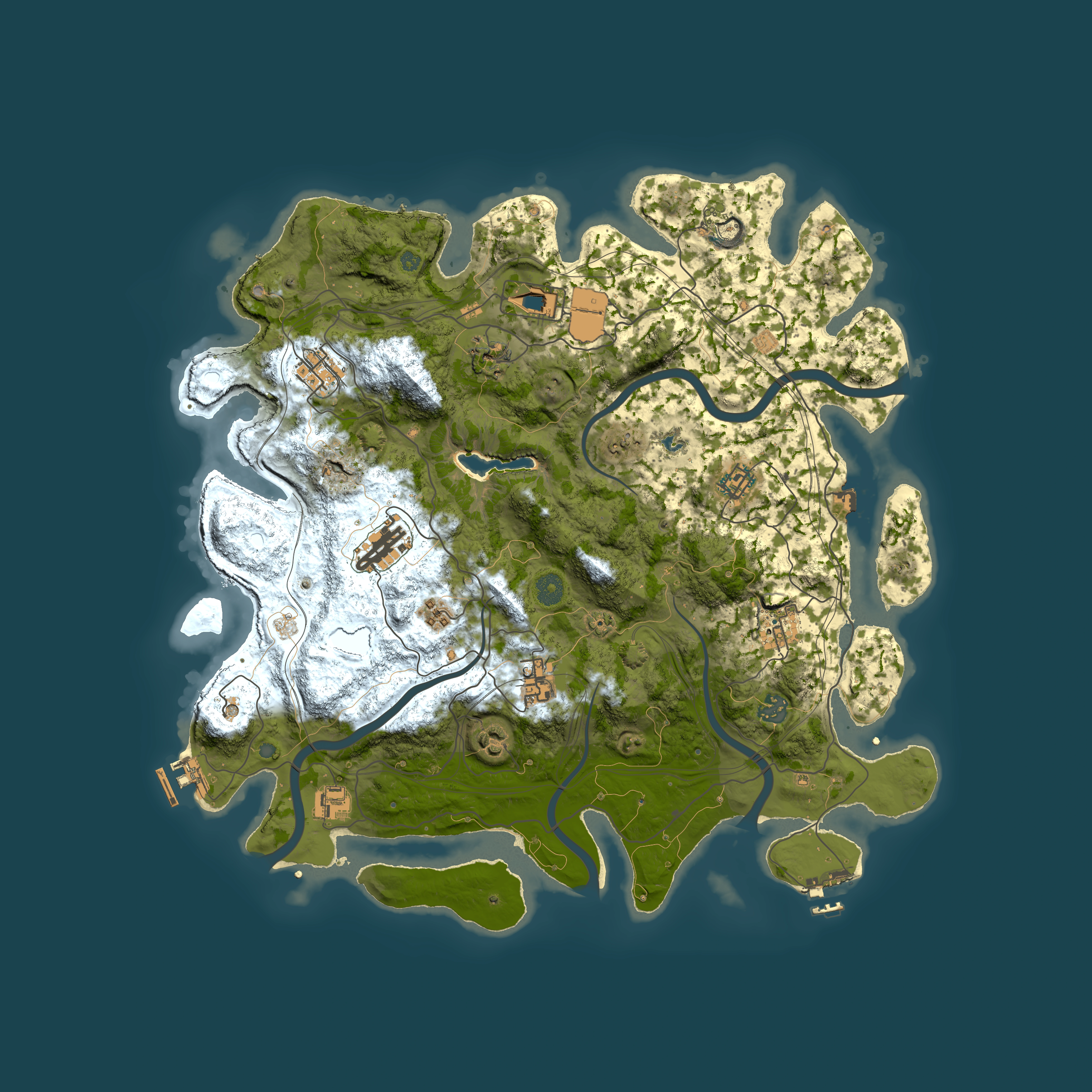 Full top-down render of Rust map seed 0, 4250x4250m