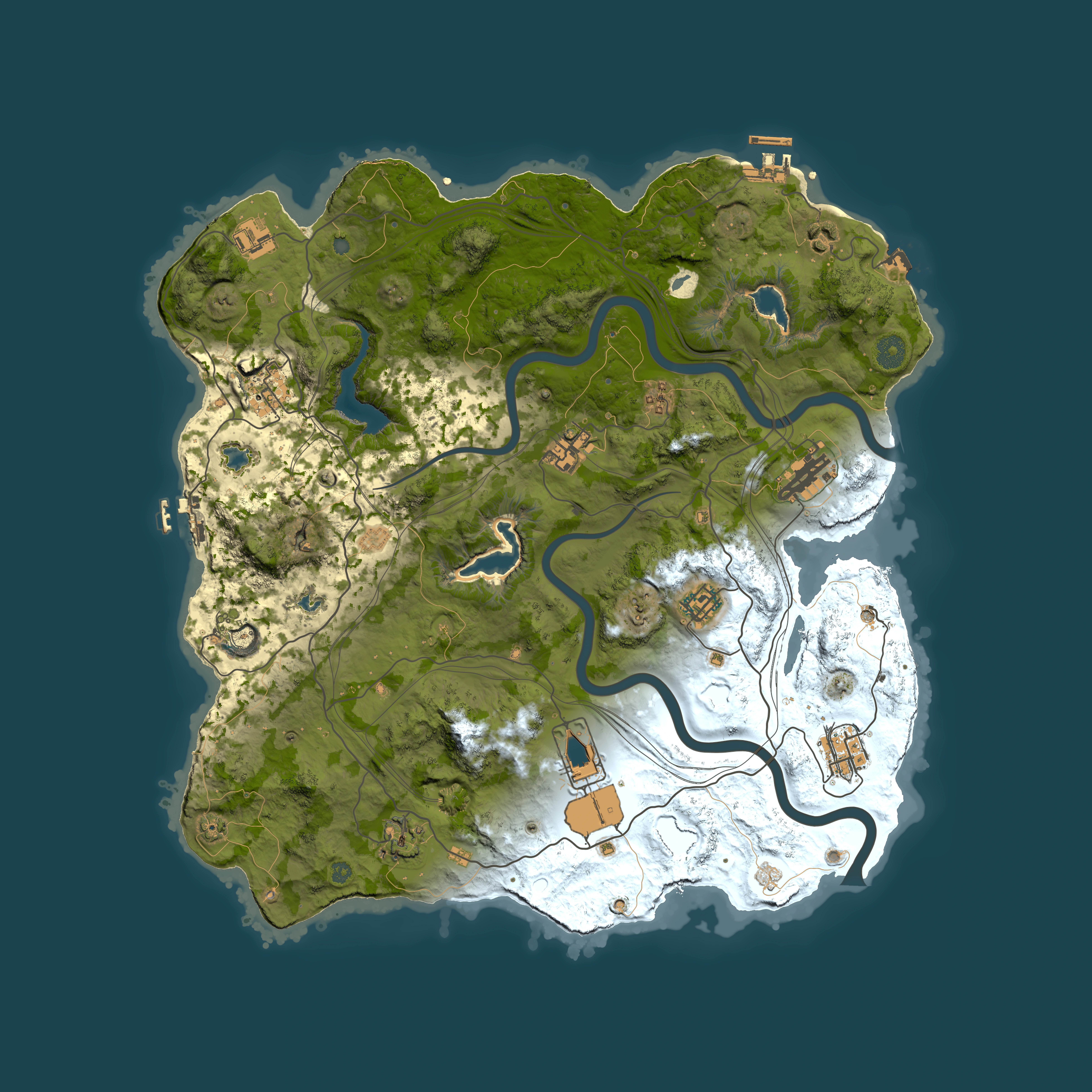 Full top-down render of Rust map seed 262525341, 4000x4000m