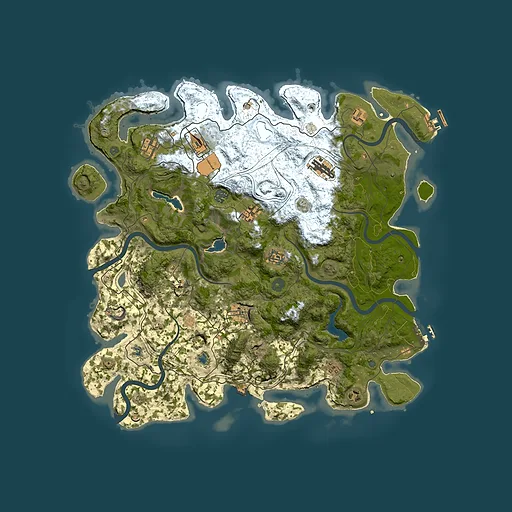 Rust map seed 0, 4500x4500m top-down preview