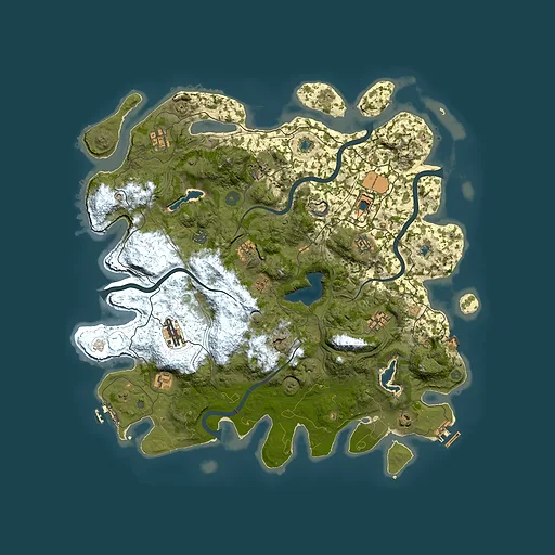 Rust map seed 0, 4500x4500m top-down preview