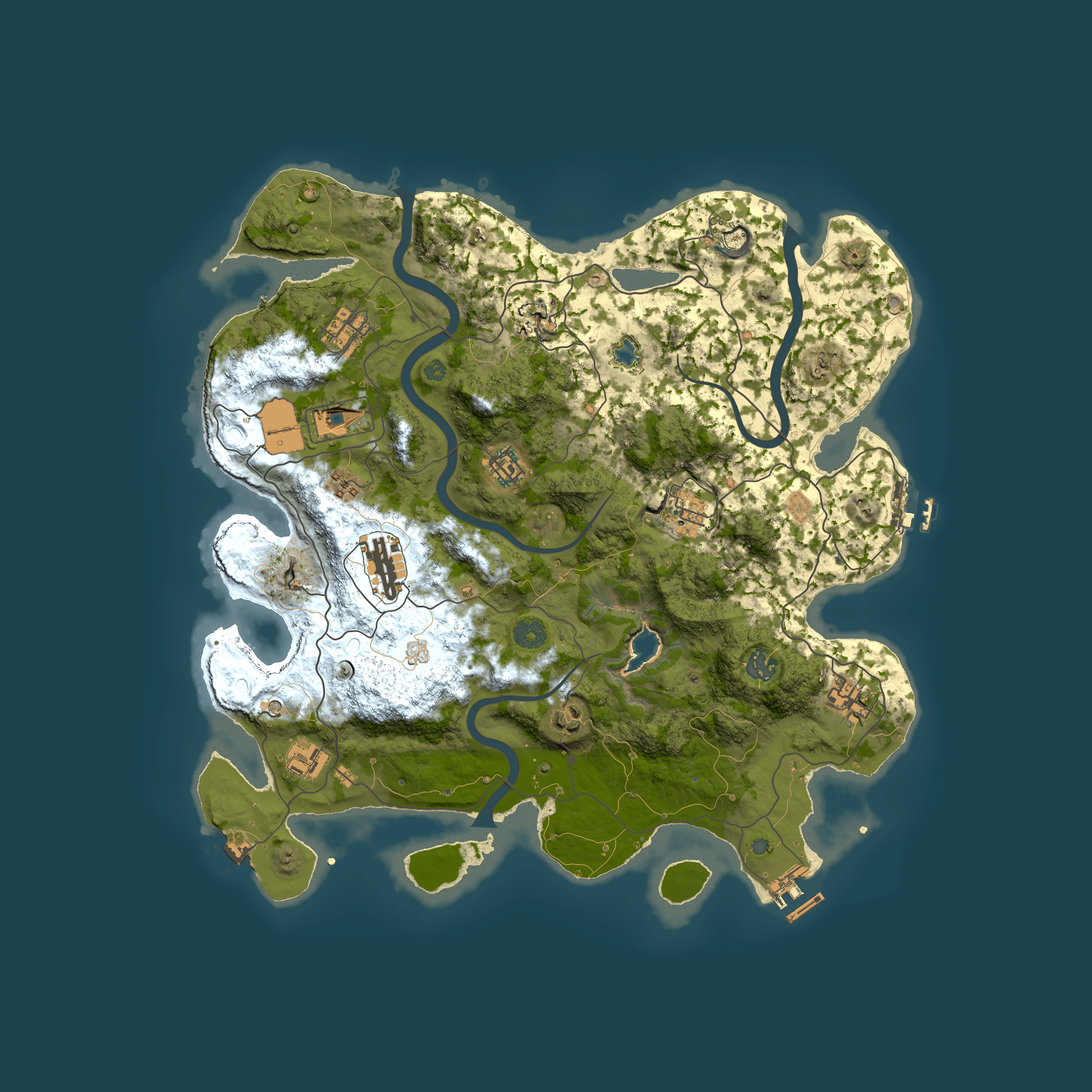 Full top-down render of Rust map seed 550634622, 4000x4000m