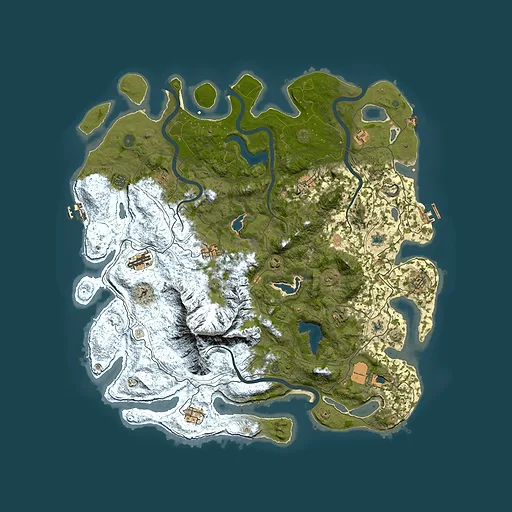 Rust map seed 0, 5000x5000m top-down preview