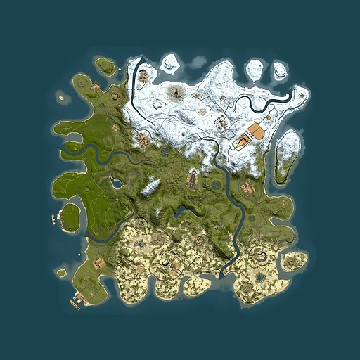 Rust map seed 0, 4500x4500m top-down preview