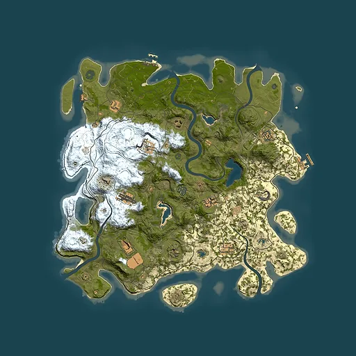 Rust map seed 0, 4500x4500m top-down preview