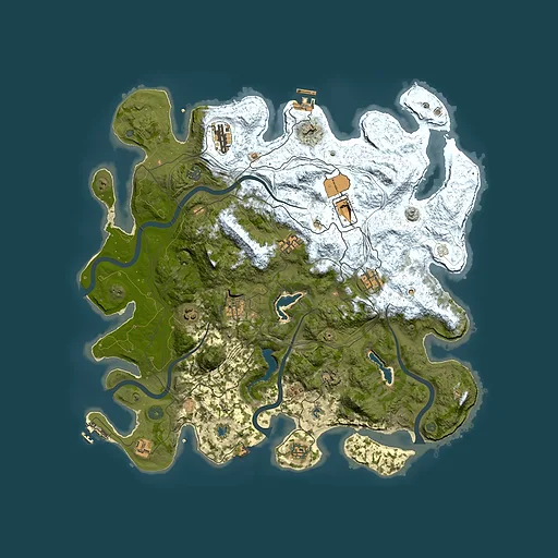 Rust map seed 0, 4500x4500m top-down preview