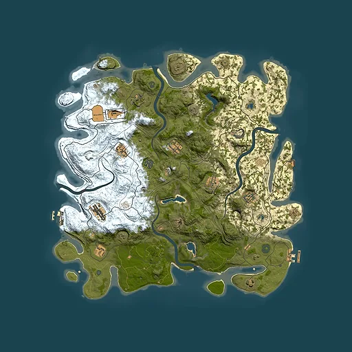 Rust map seed 0, 4500x4500m top-down preview