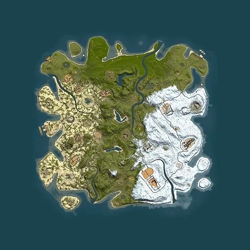 Rust map seed 0, 4500x4500m top-down preview