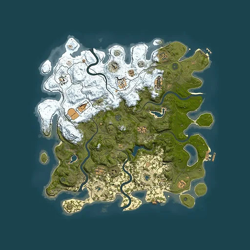 Rust map seed 0, 4500x4500m top-down preview