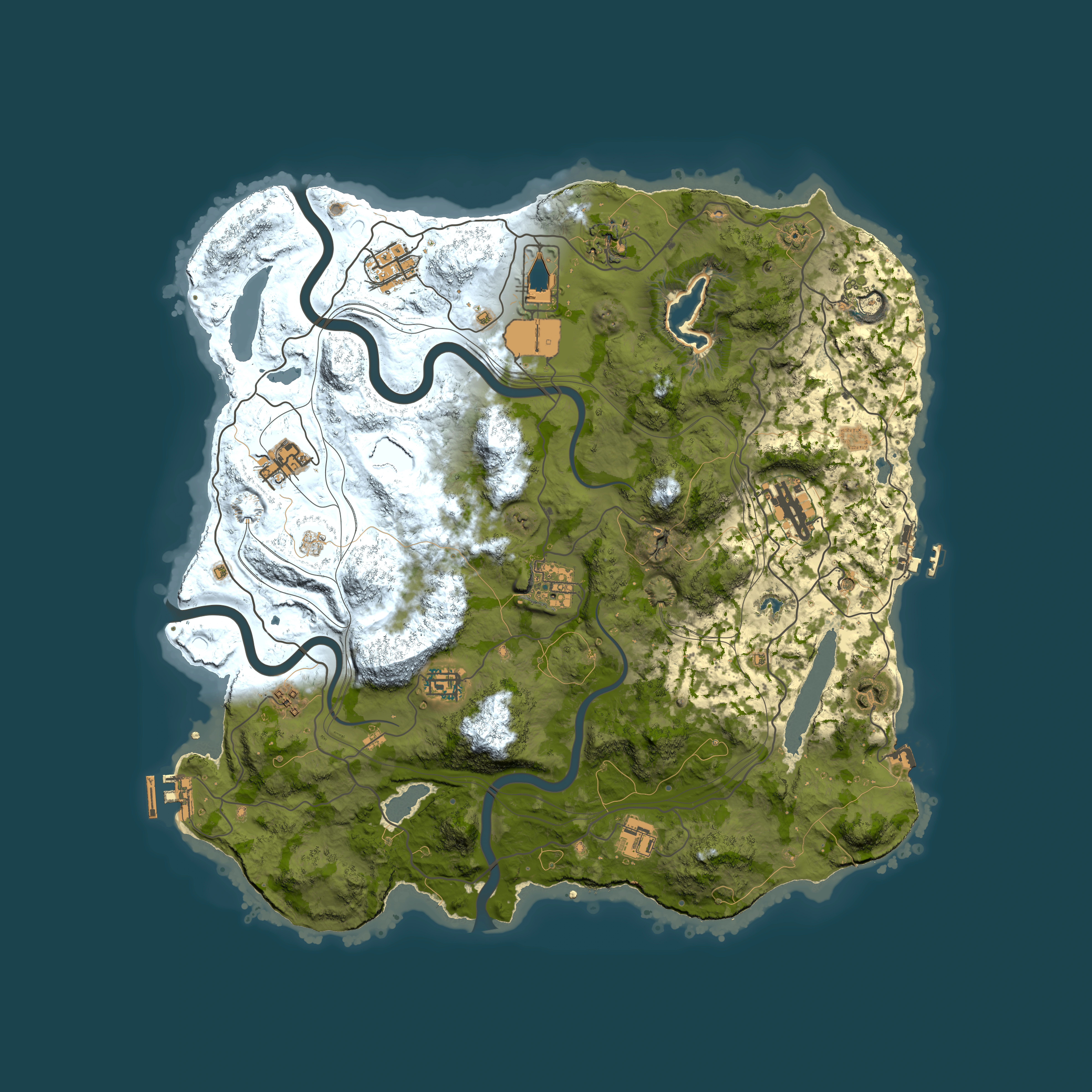 Full top-down render of Rust map seed 1337, 4000x4000m