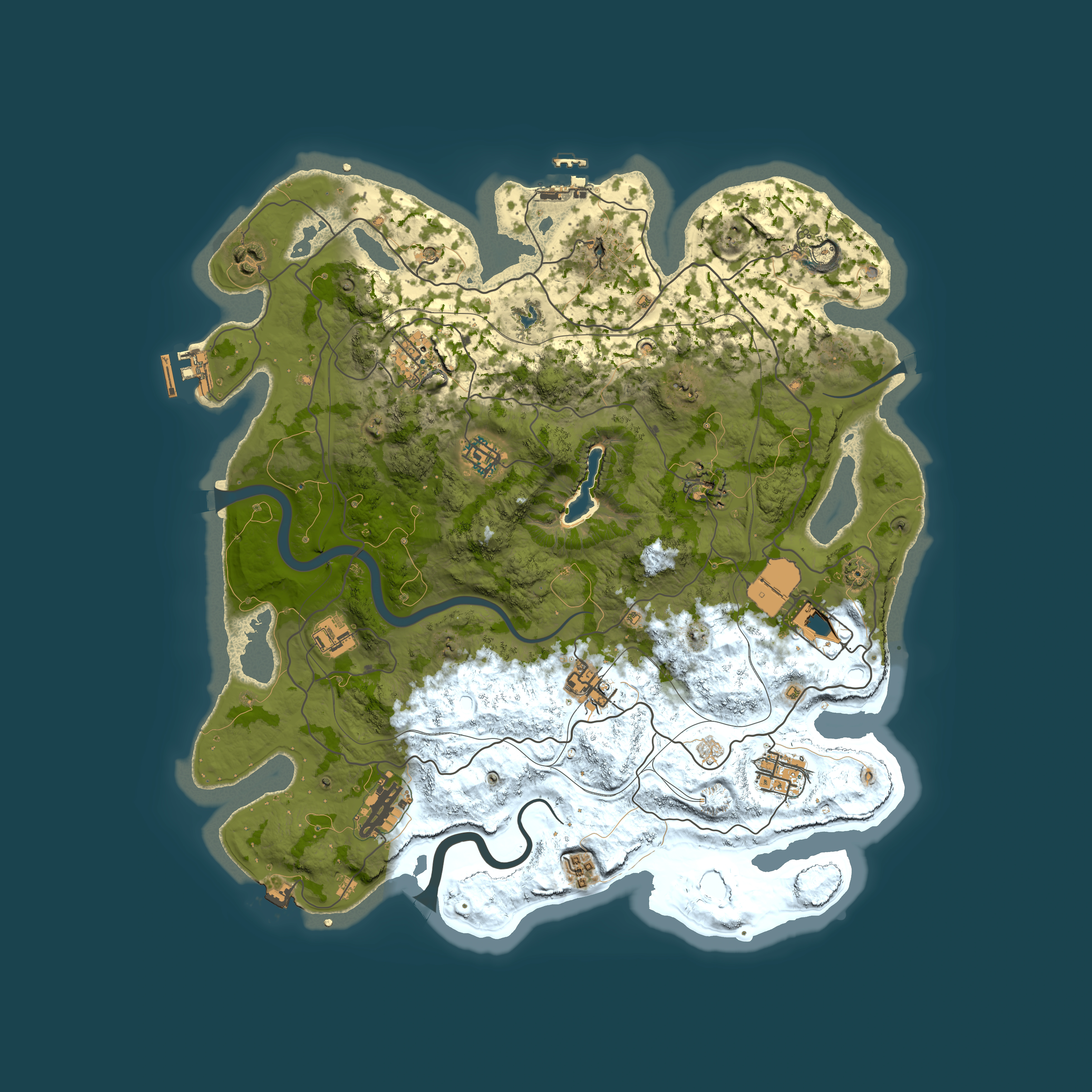 Full top-down render of Rust map seed 1337, 4000x4000m